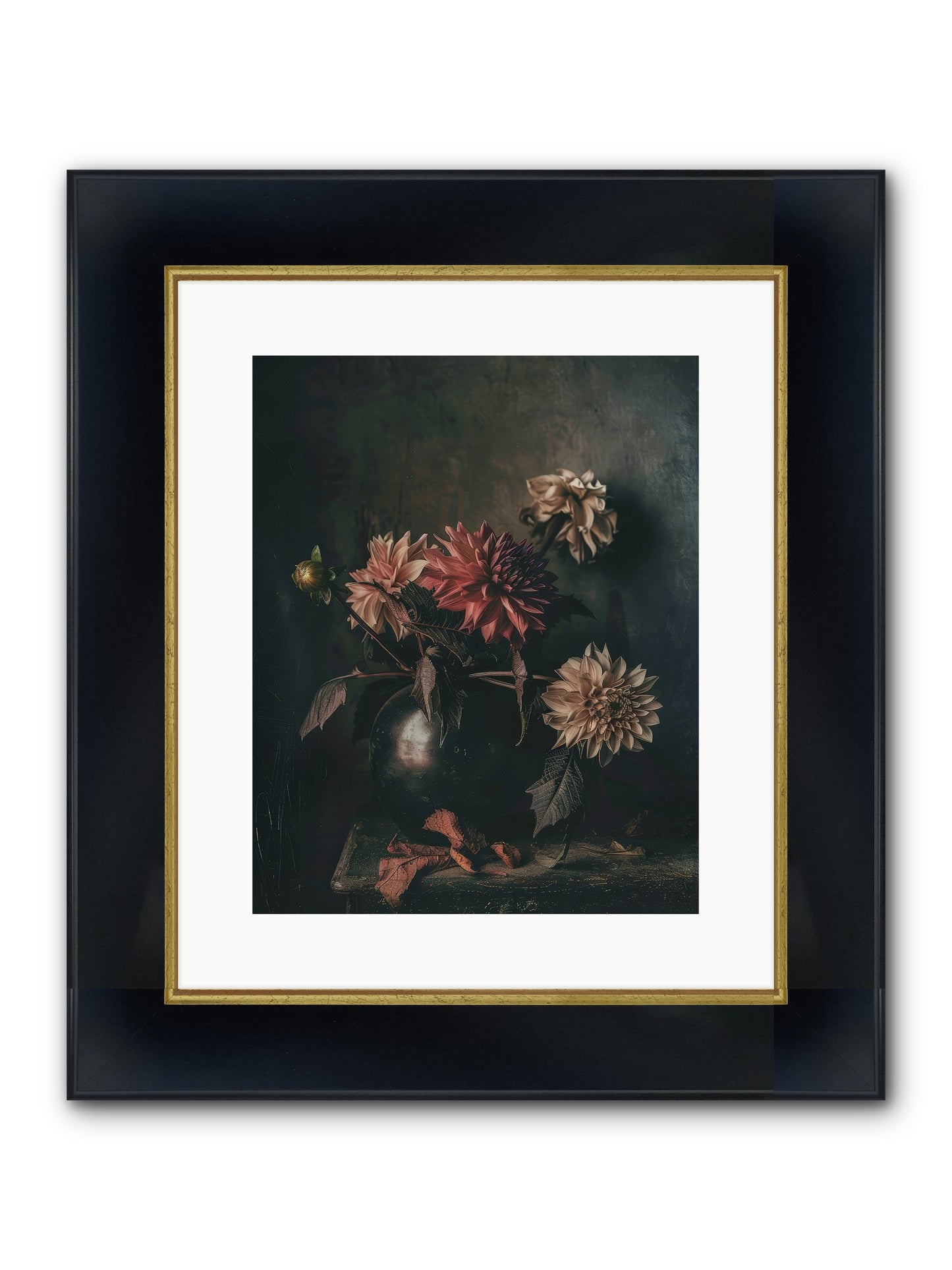 October Bloom Framed Print - Wide Black w/Gold 12x15