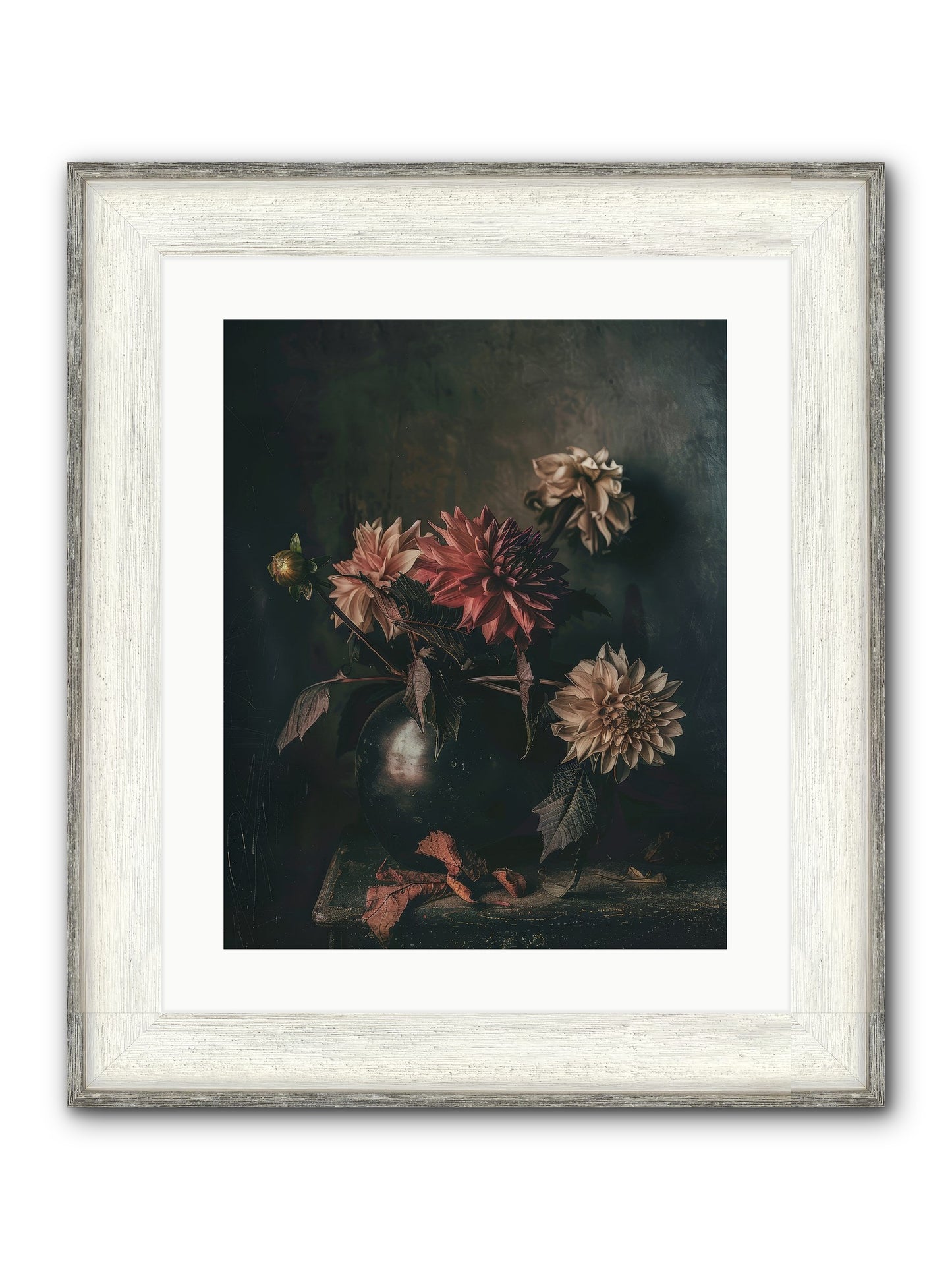 October Bloom Framed Print - Driftwood White 16x20