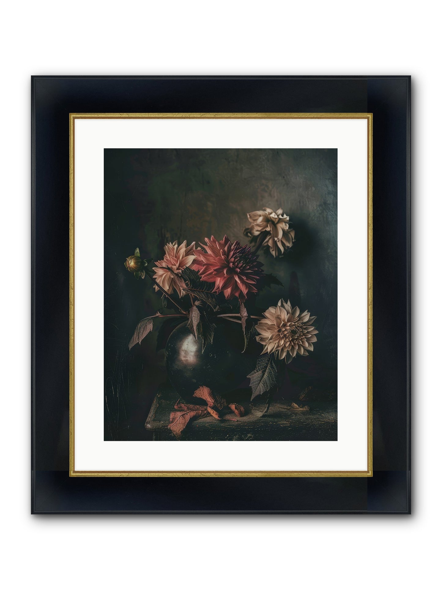 October Bloom Framed Print - Wide Black w/Gold 16x20