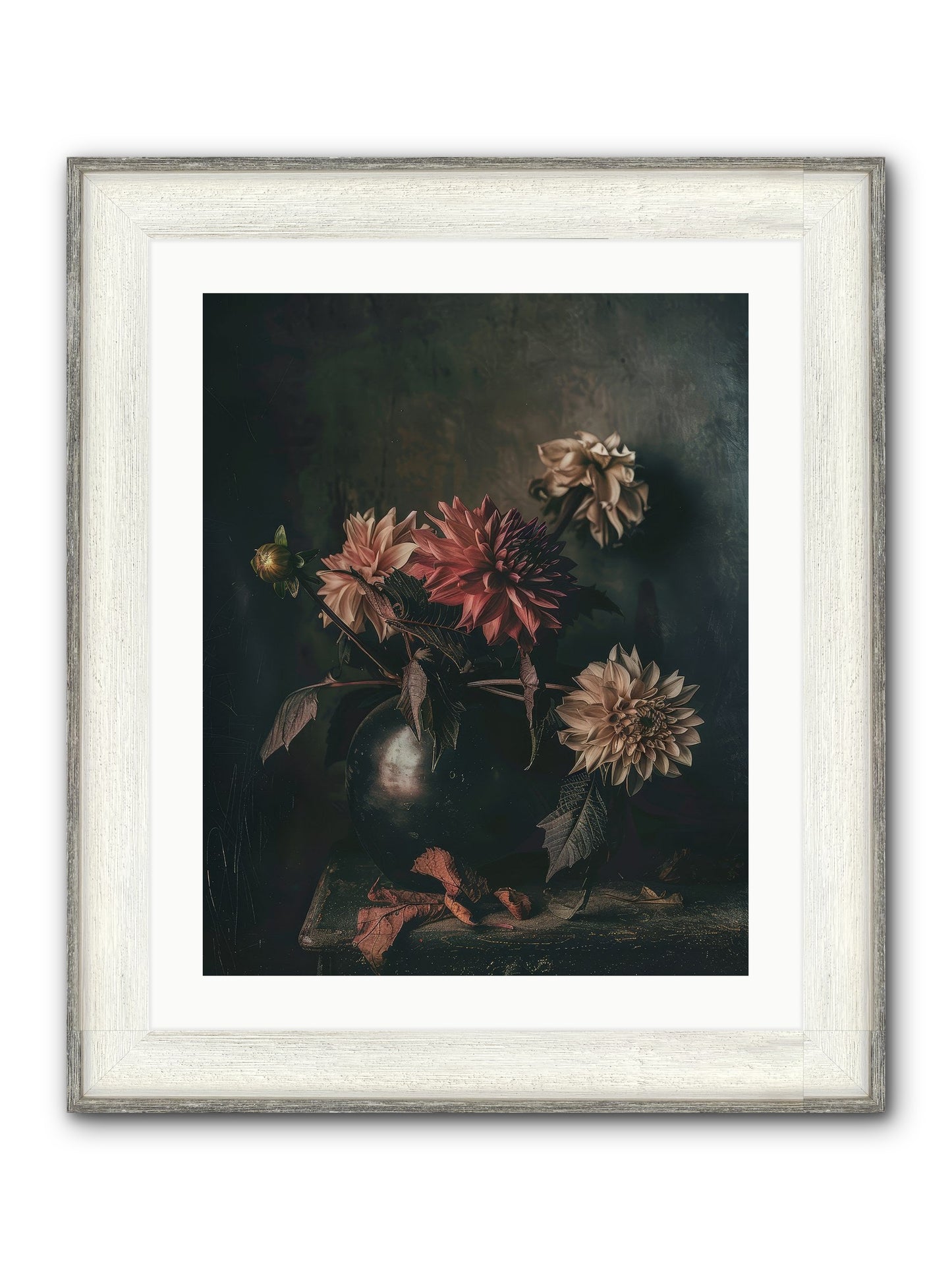 October Bloom Framed Print - Driftwood White 20x25
