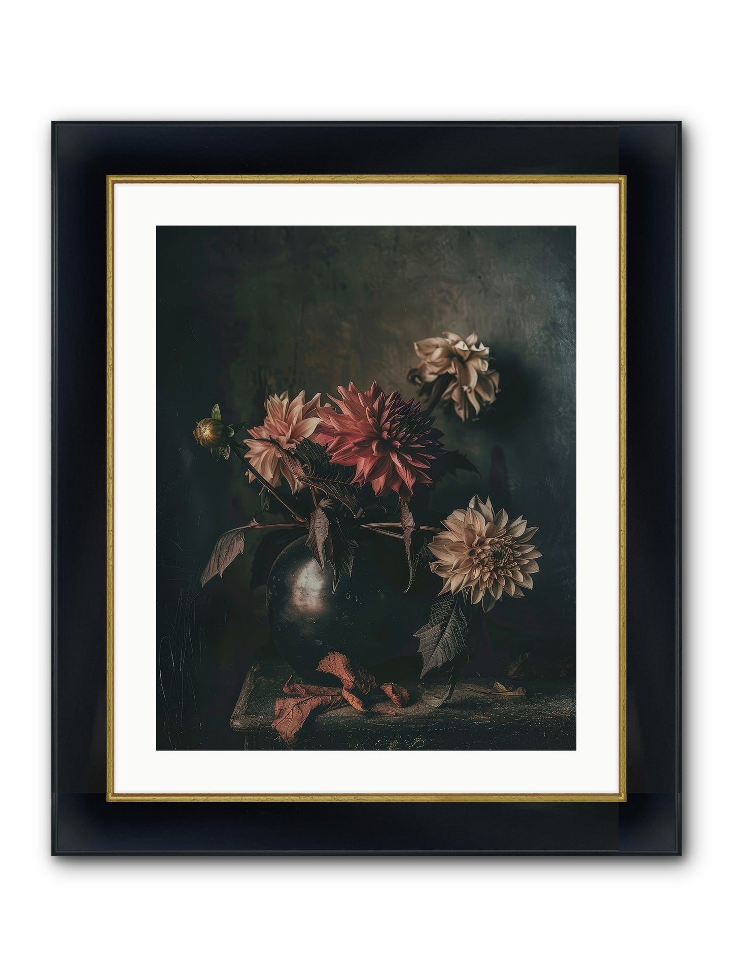 October Bloom Framed Print - Wide Black w/Gold 20x25