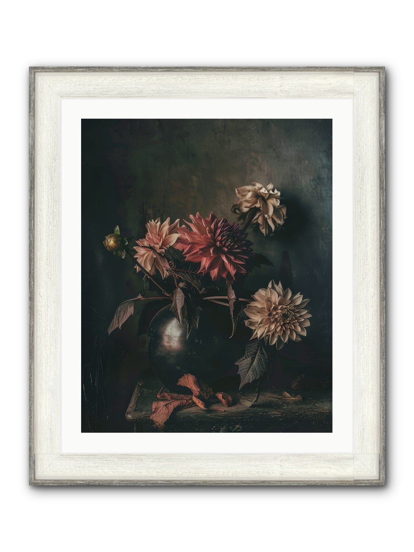 October Bloom Framed Print - Driftwood White 24x30