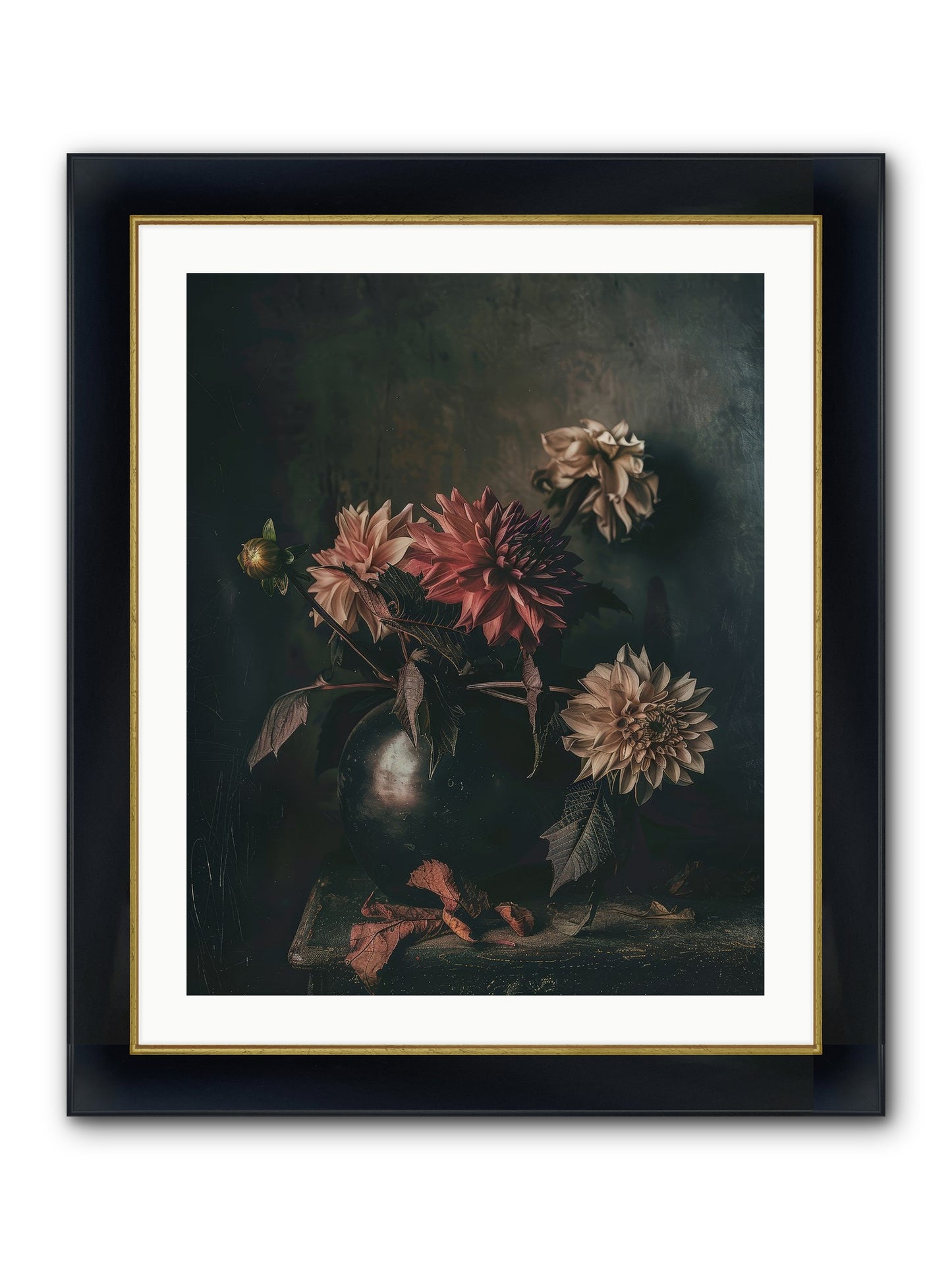 October Bloom Framed Print - Wide Black w/Gold 24x30