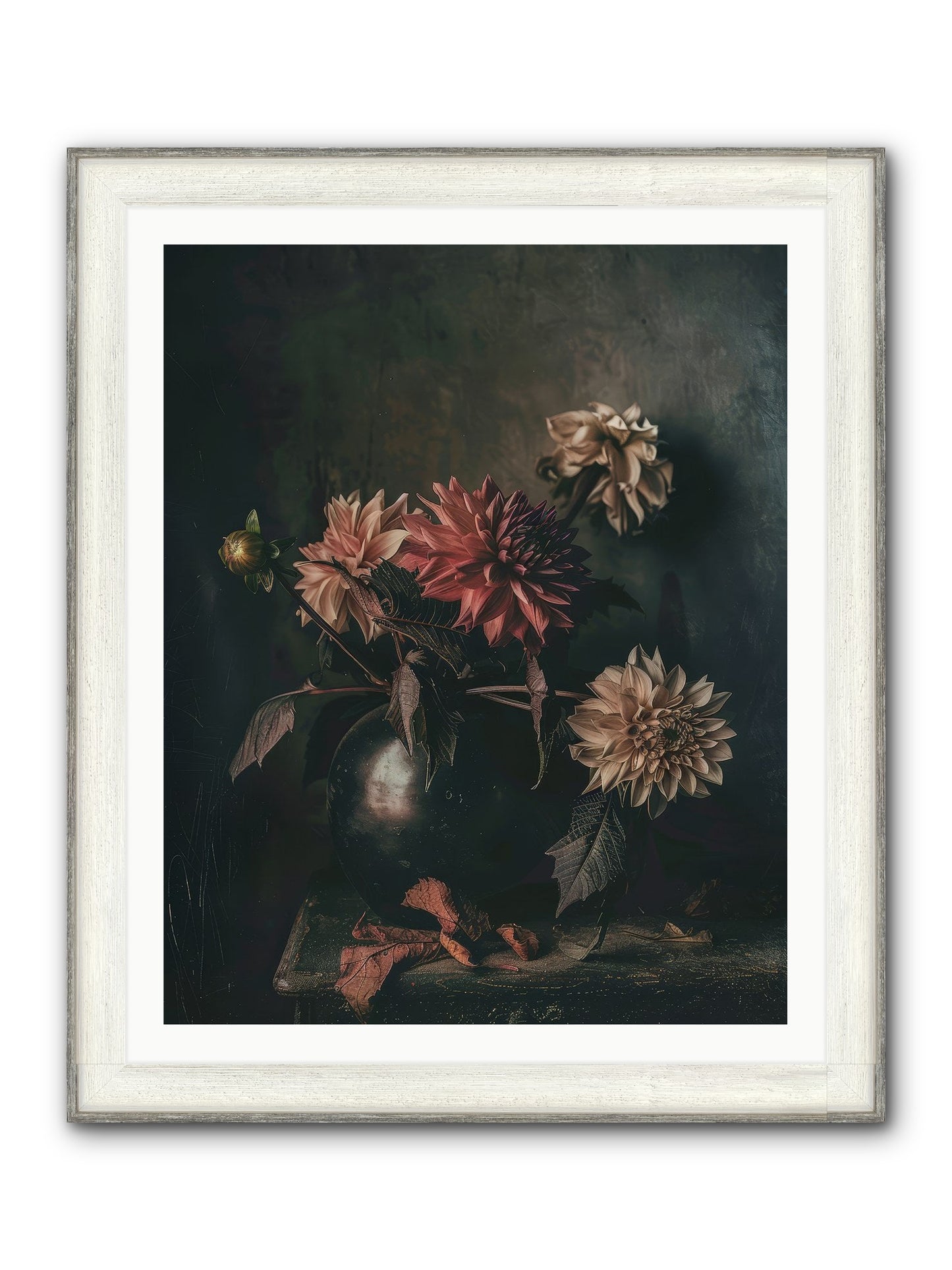 October Bloom Framed Print - Driftwood White 32x40