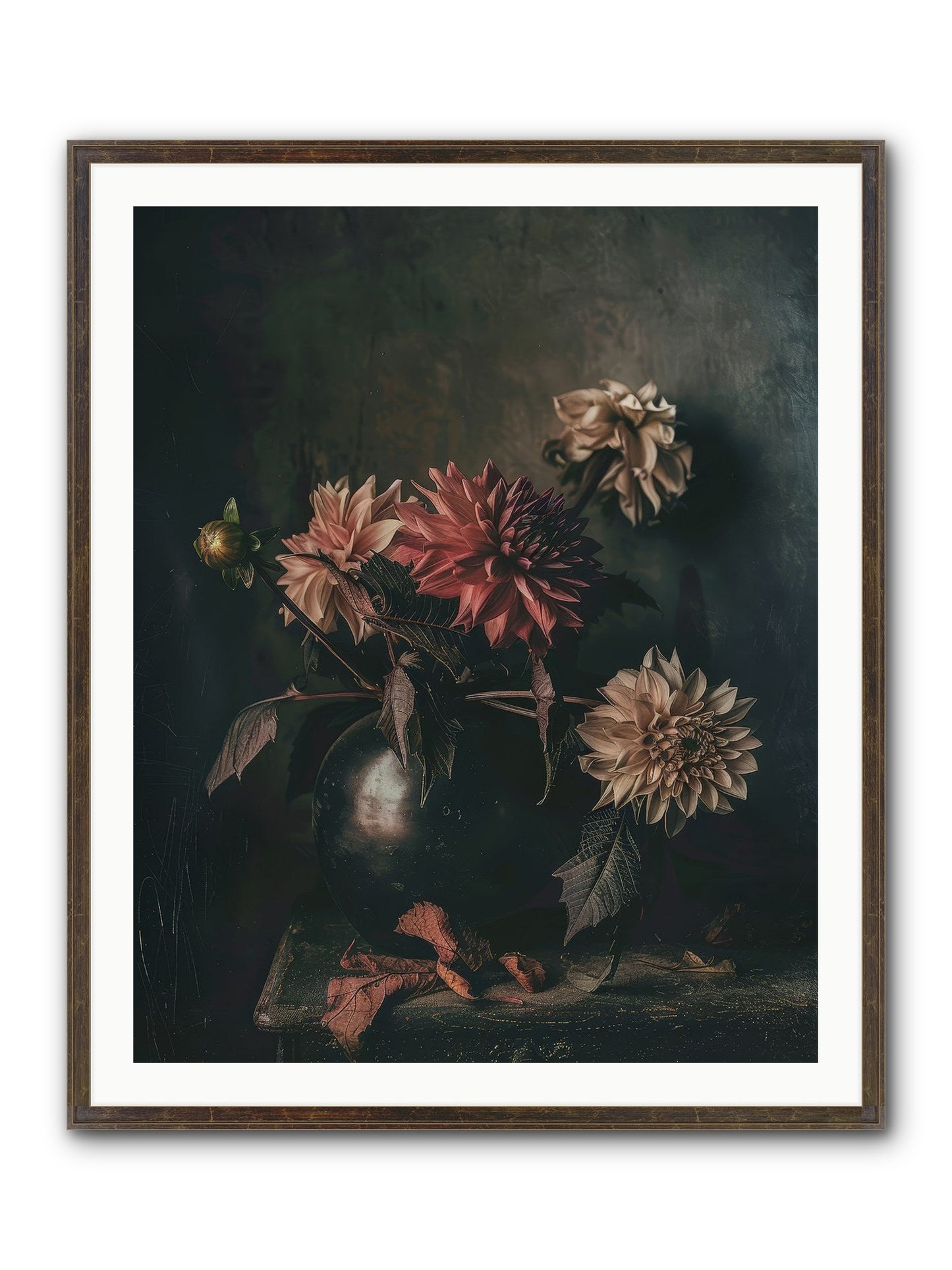 October Bloom Framed Print - Slimwoods Black/Gold 32x40