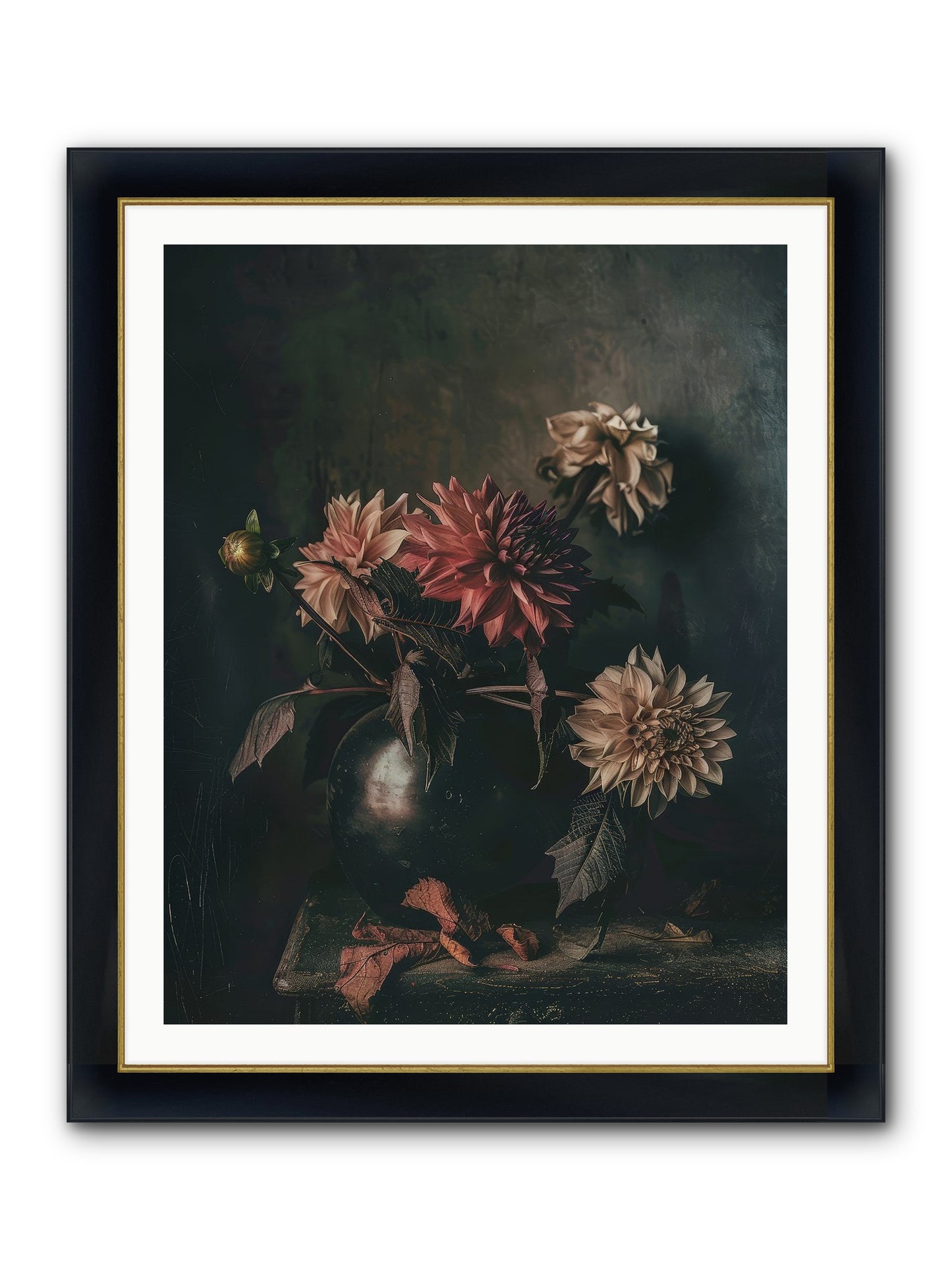 October Bloom Framed Print - Wide Black w/Gold 32x40