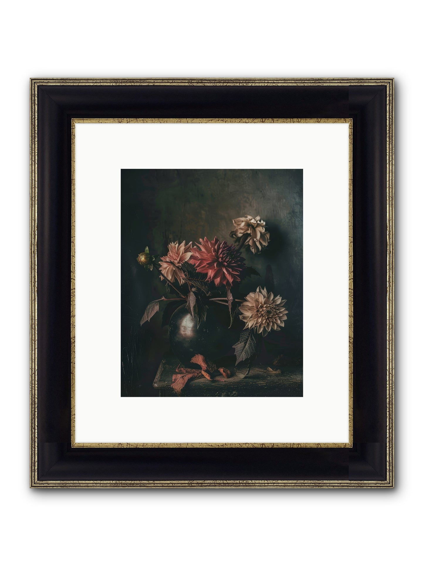 October Bloom Framed Print - Black & Gold 8x10