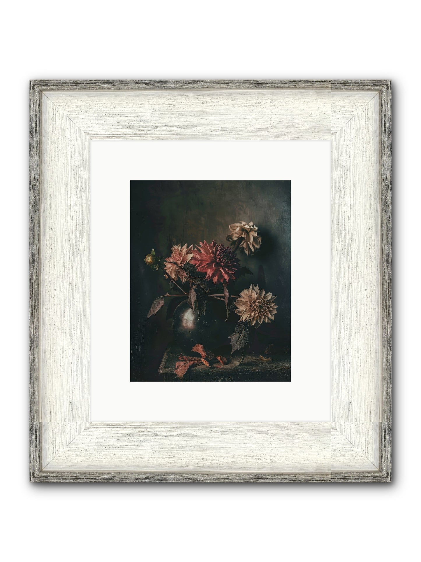 October Bloom Framed Print - Driftwood White 8x10