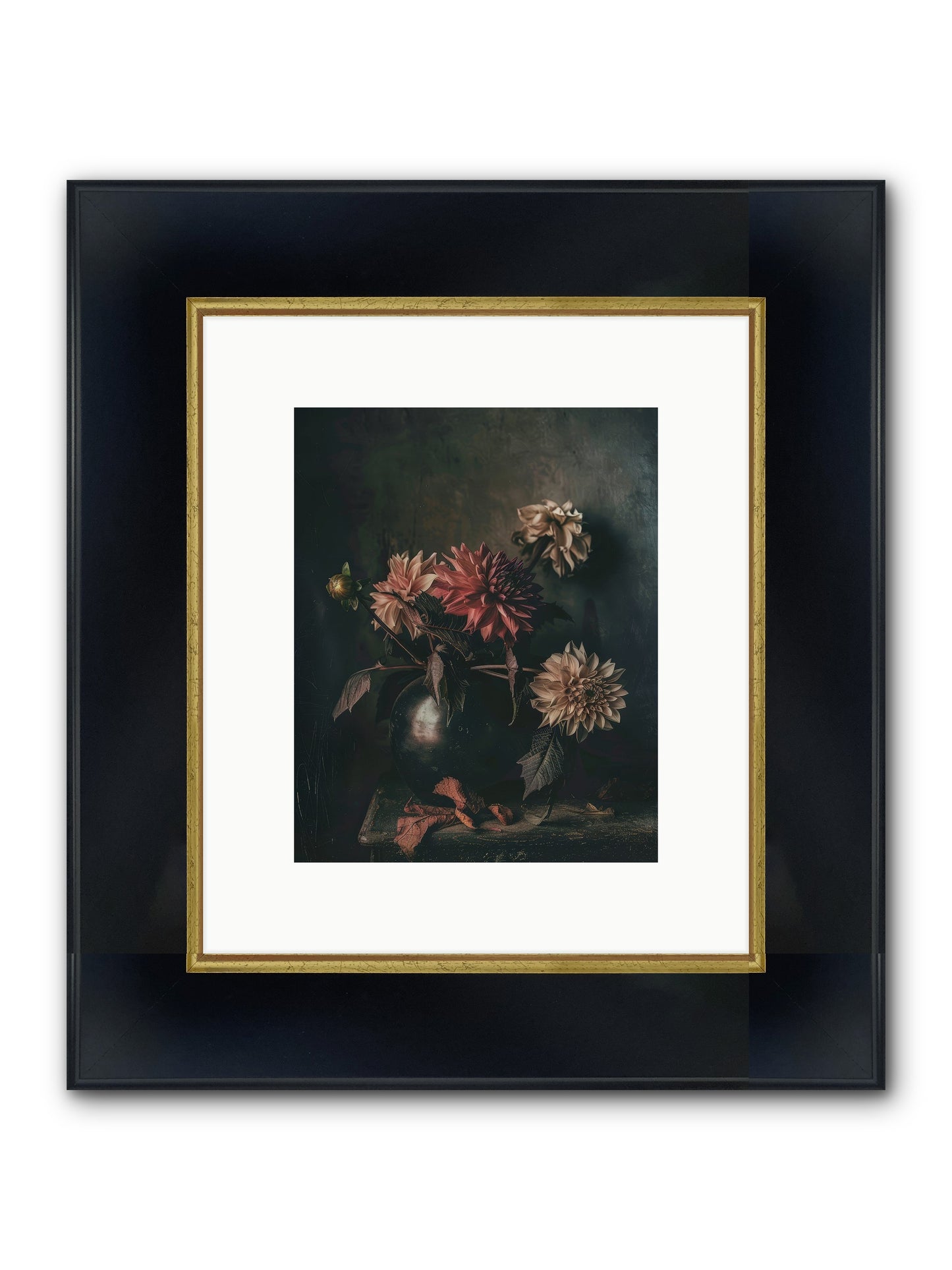 October Bloom Framed Print - Wide Black w/Gold 8x10