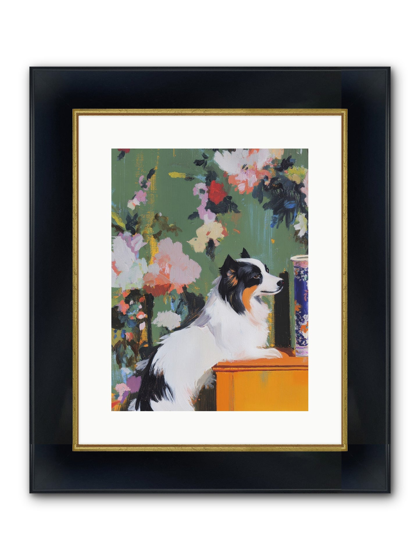 Oliver Pine Framed Print - Wide Black w/Gold 12x16