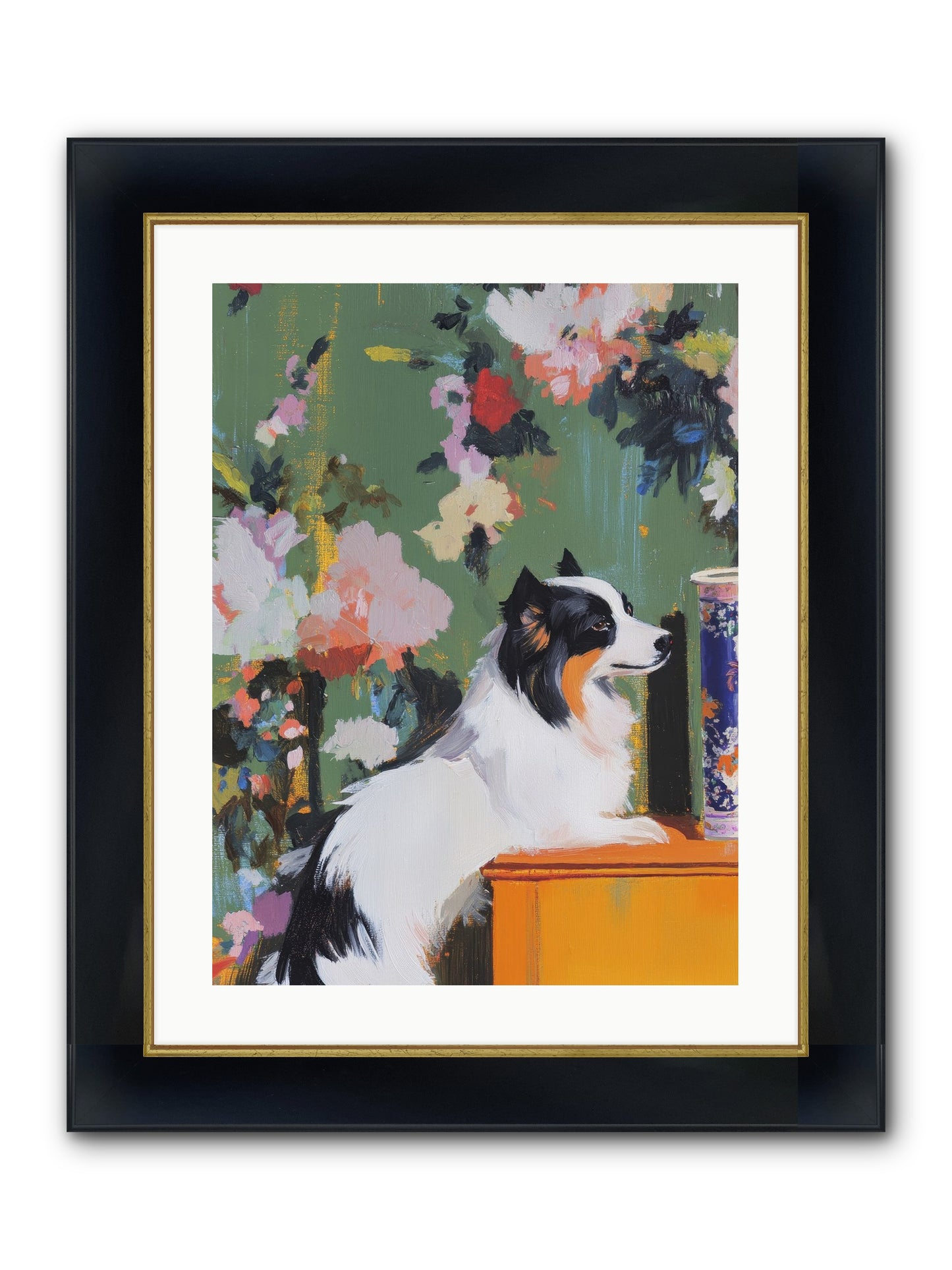Oliver Pine Framed Print - Wide Black w/Gold 18x24
