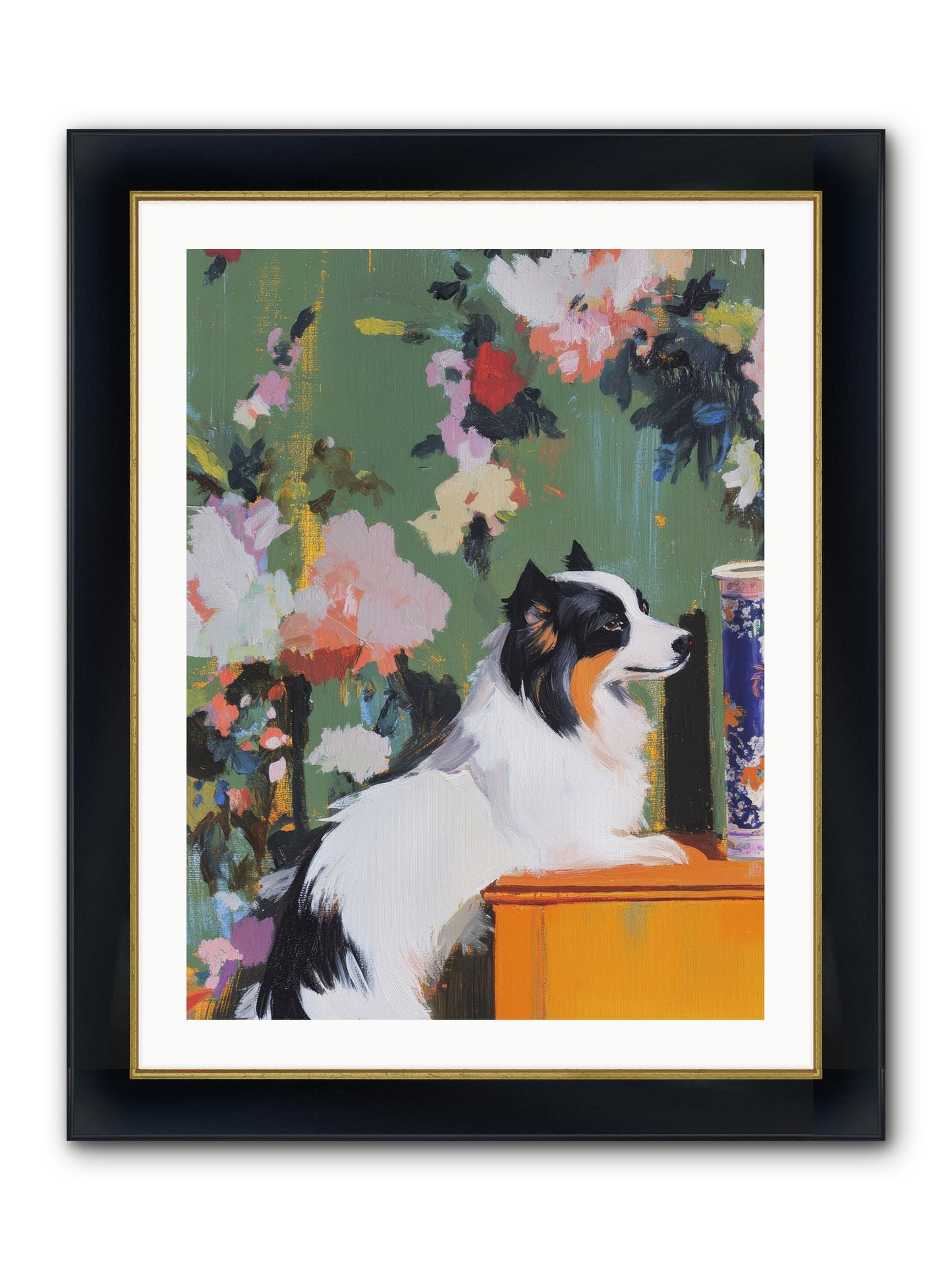 Oliver Pine Framed Print - Wide Black w/Gold 24x32