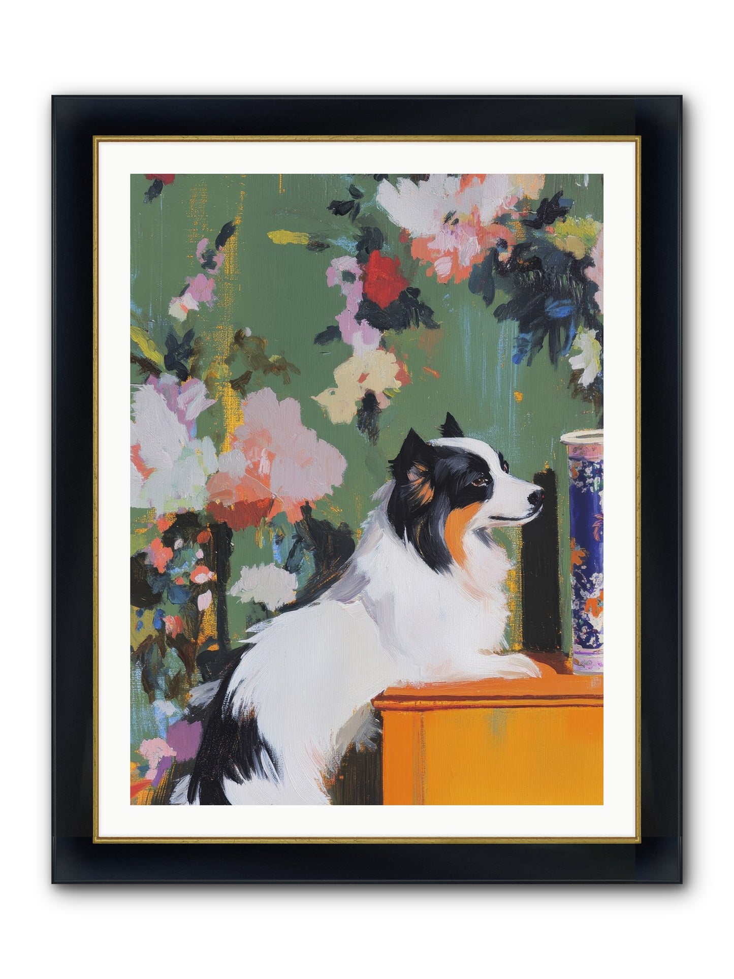 Oliver Pine Framed Print - Wide Black w/Gold 30x40
