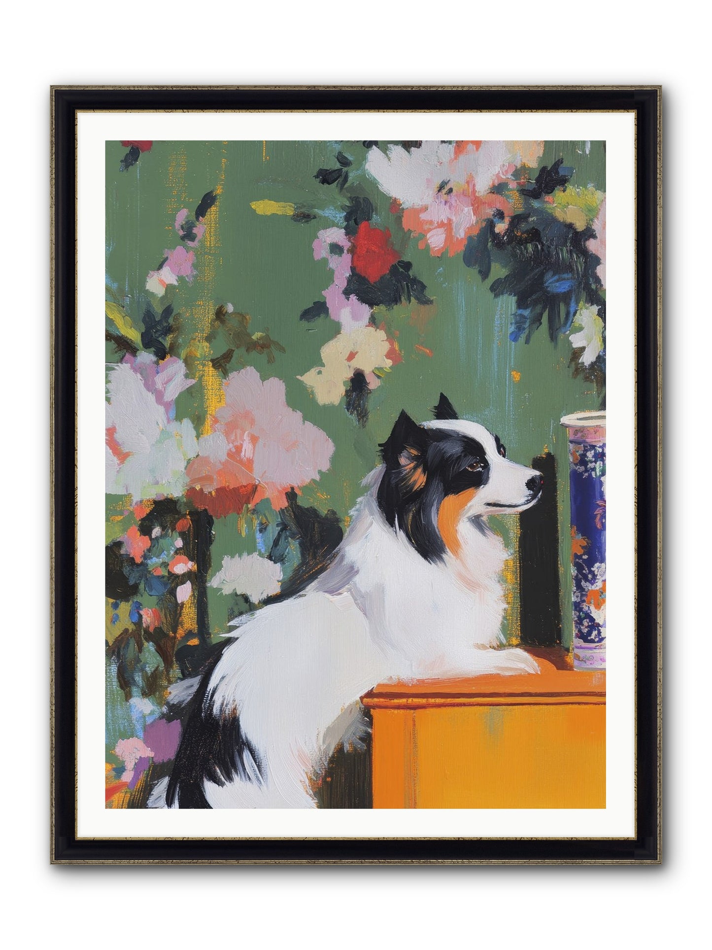 Oliver Pine Framed Print - Black & Gold 36x48