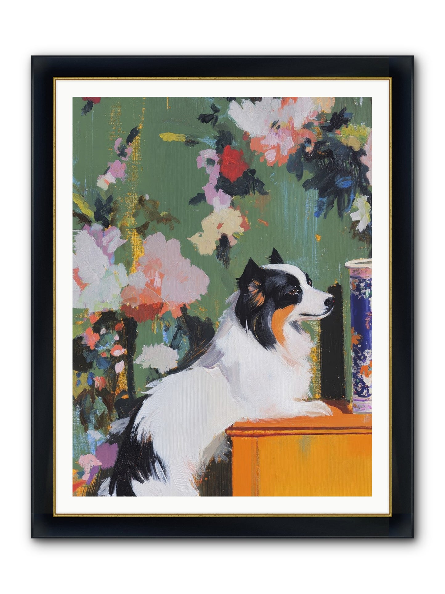 Oliver Pine Framed Print - Wide Black w/Gold 36x48
