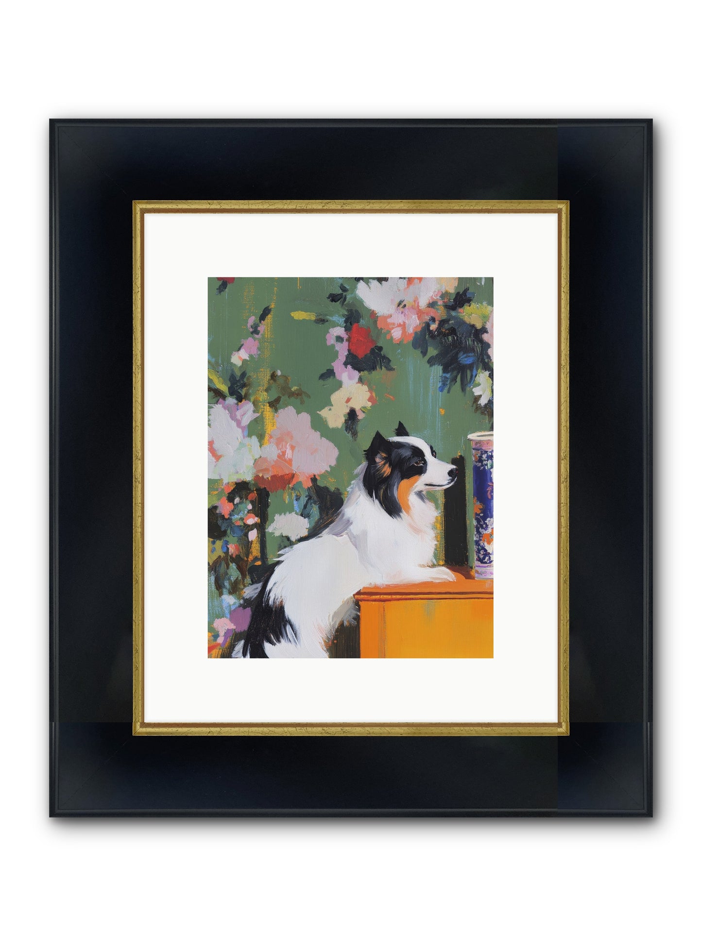 Oliver Pine Framed Print - Wide Black w/Gold 9x12