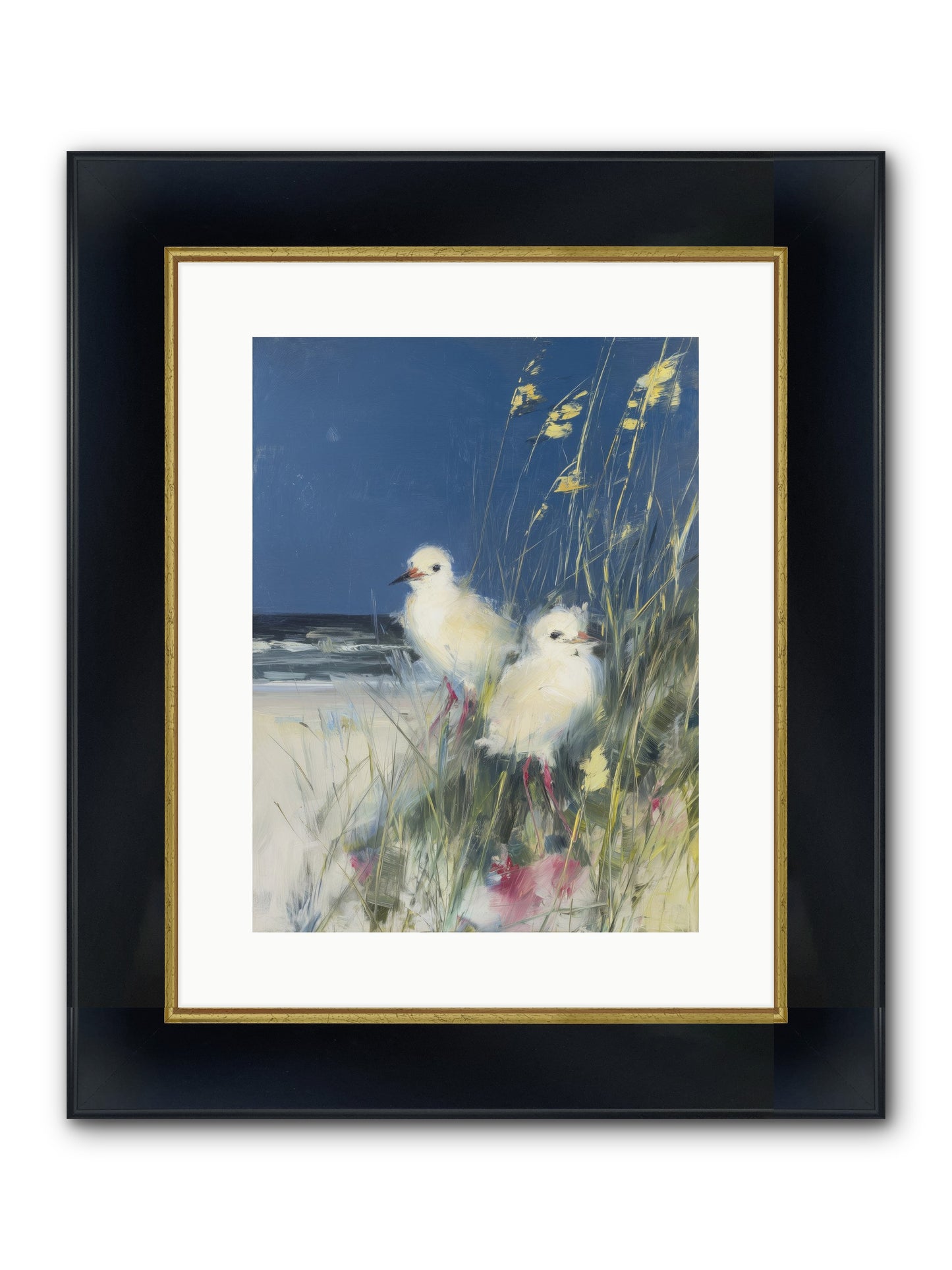On Ocean's Edge Framed Print - Wide Black w/Gold 12x16