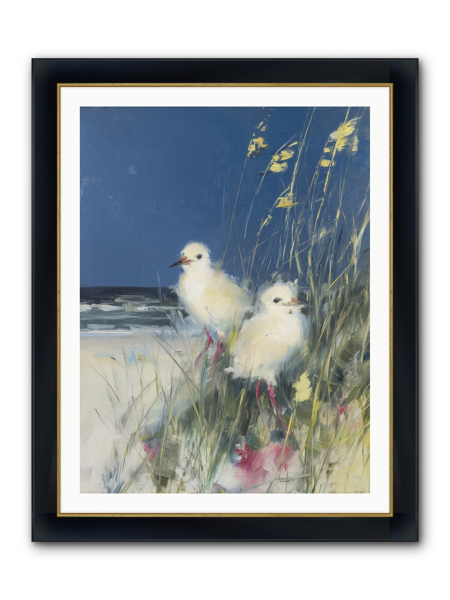 On Ocean's Edge Framed Print - Wide Black w/Gold 30x40