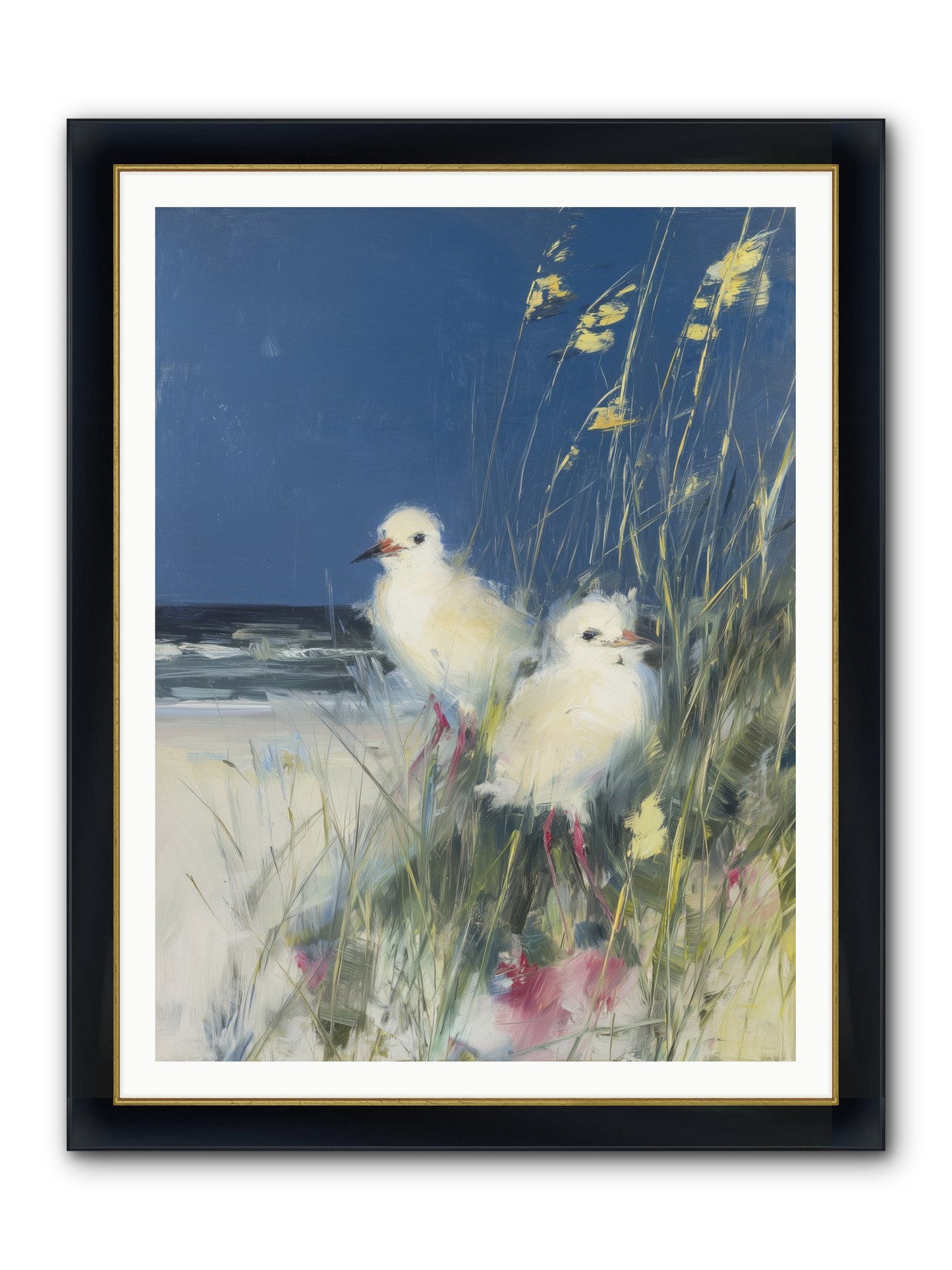 On Ocean's Edge Framed Print - Wide Black w/Gold 36x48