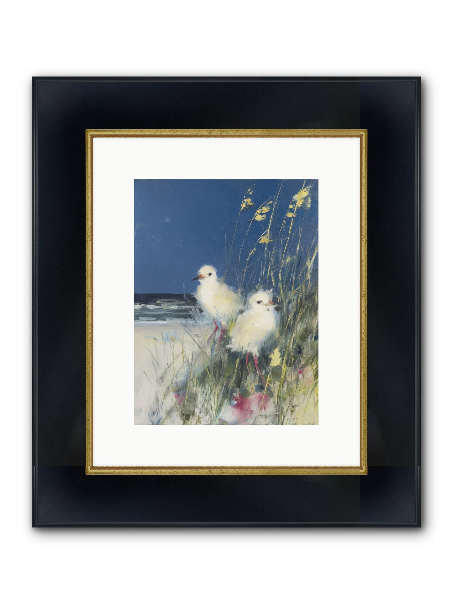 On Ocean's Edge Framed Print - Wide Black w/Gold 9x12