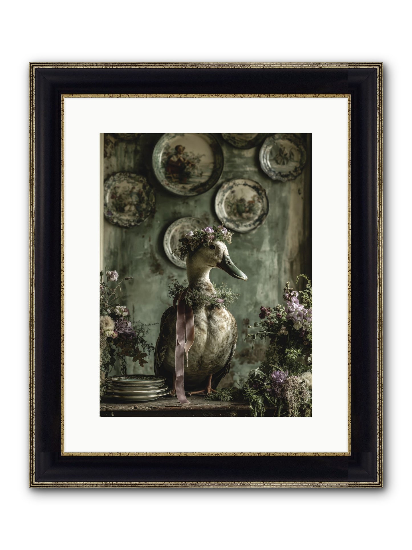 Opal Framed Print - Black & Gold 12x16