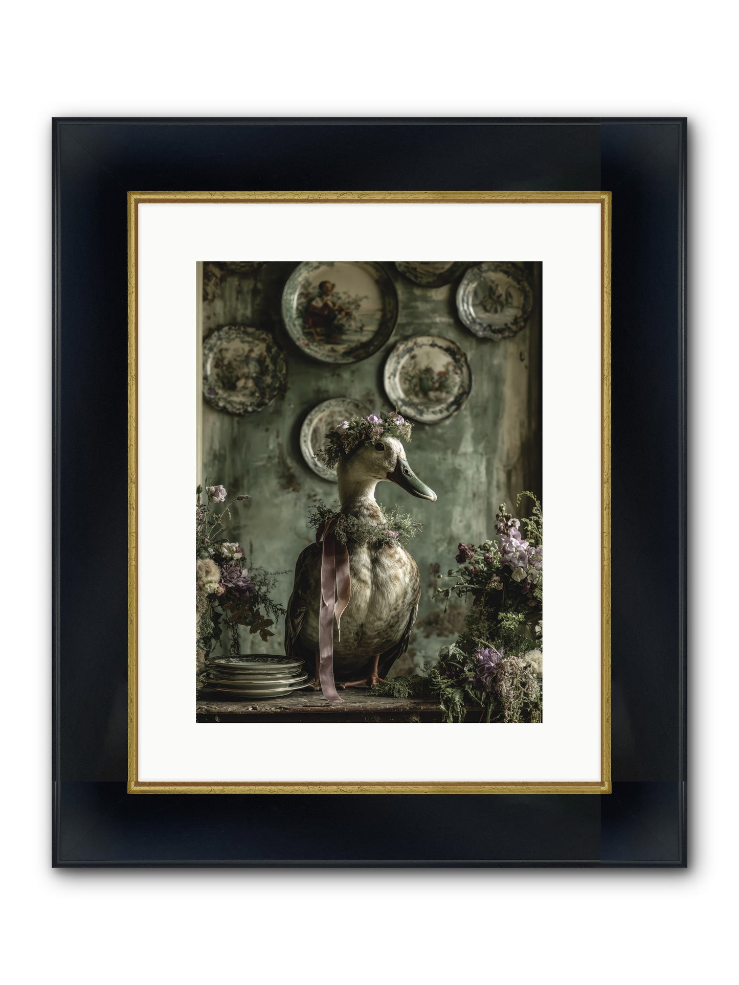 Opal Framed Print - Wide Black w/Gold 12x16