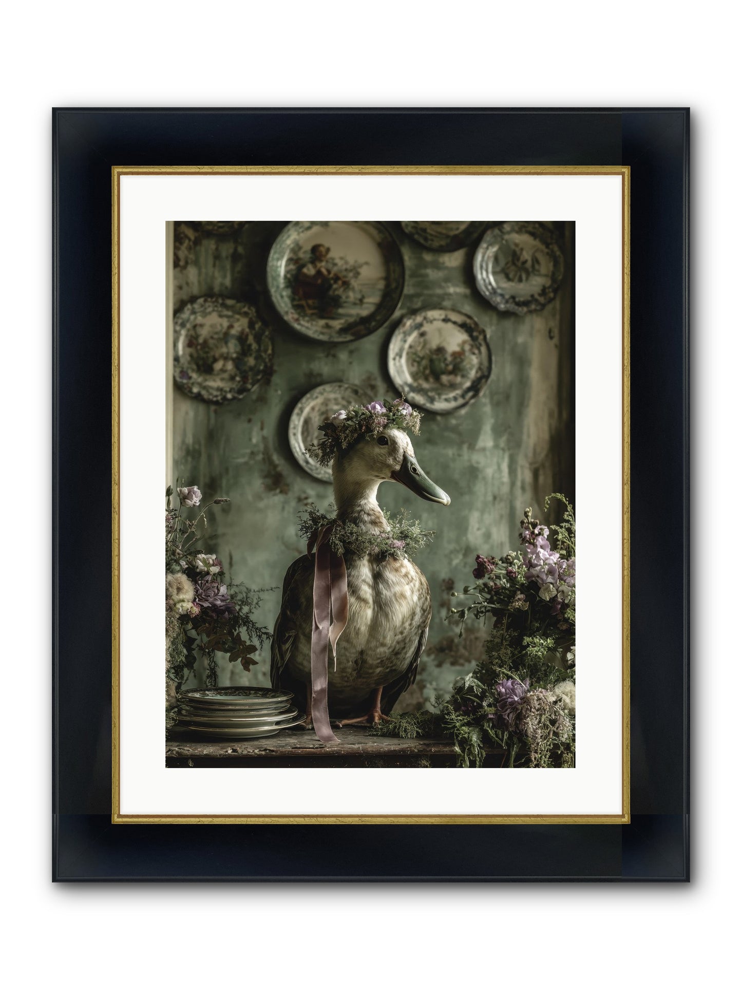 Opal Framed Print - Wide Black w/Gold 18x24
