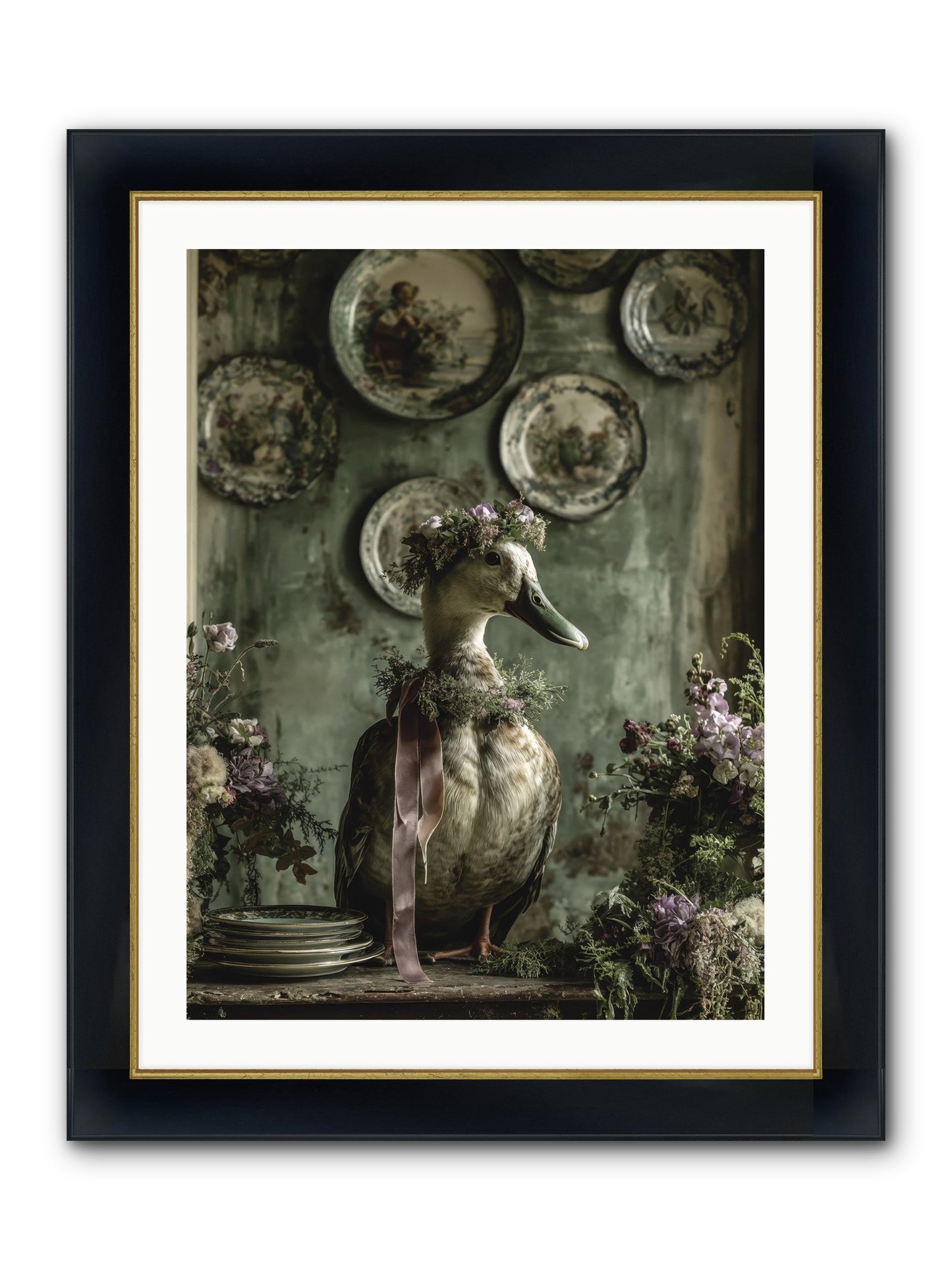 Opal Framed Print - Wide Black w/Gold 24x32