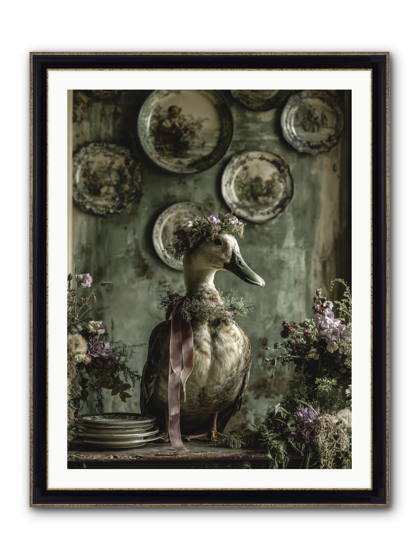 Opal Framed Print - Black & Gold 30x40