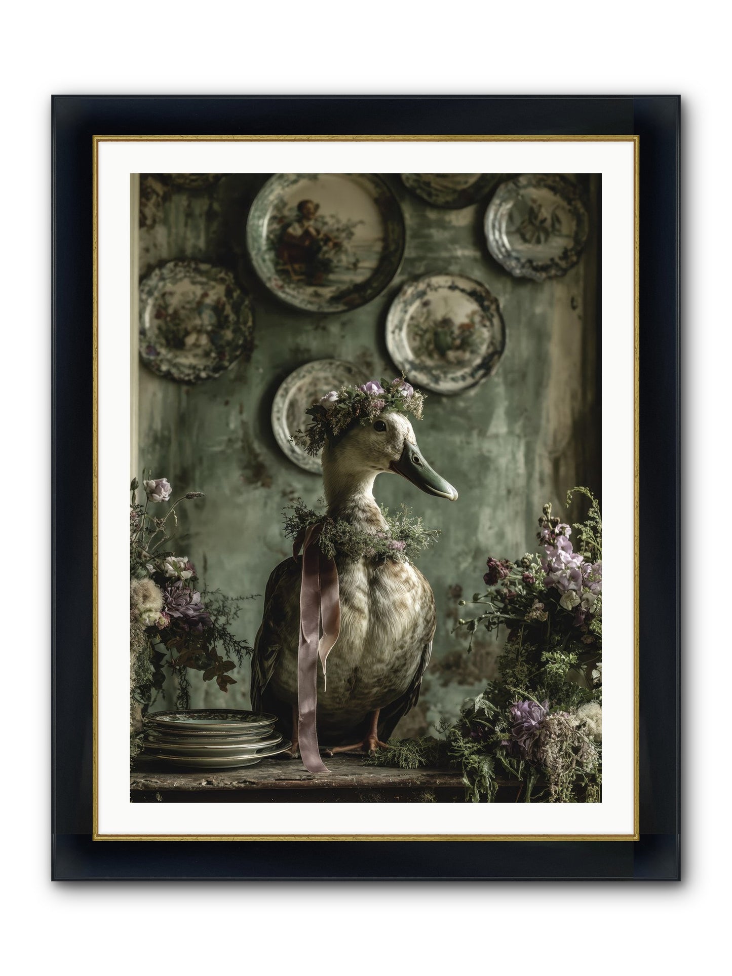 Opal Framed Print - Wide Black w/Gold 30x40