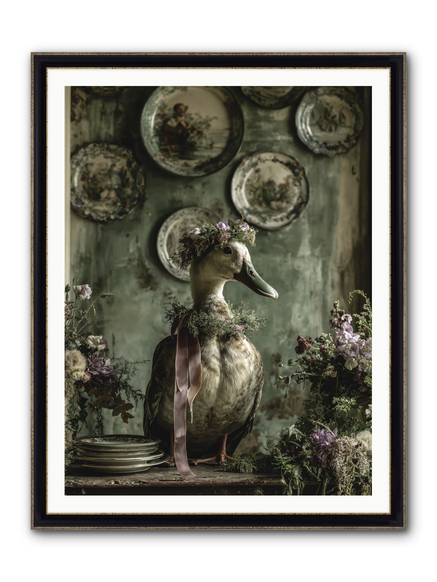Opal Framed Print - Black & Gold 36x48