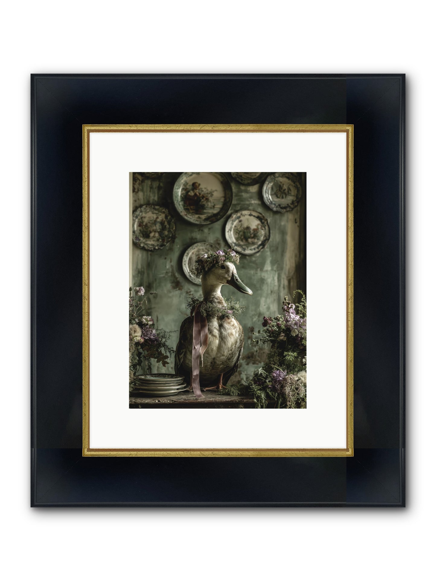 Opal Framed Print - Wide Black w/Gold 9x12