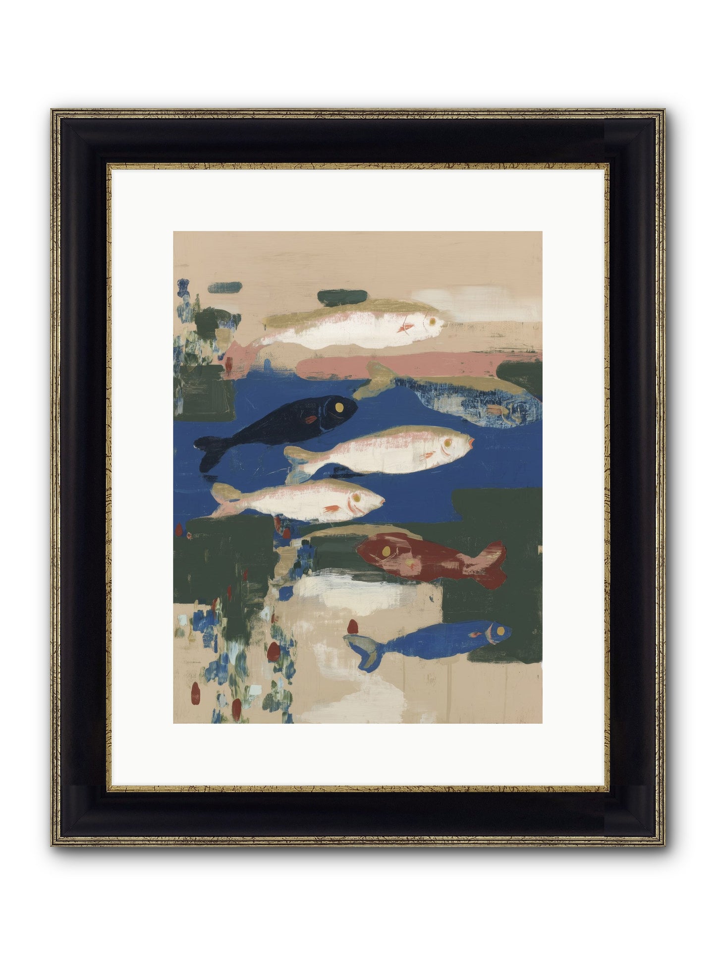 Open Sea Framed Print - Black & Gold 12x16