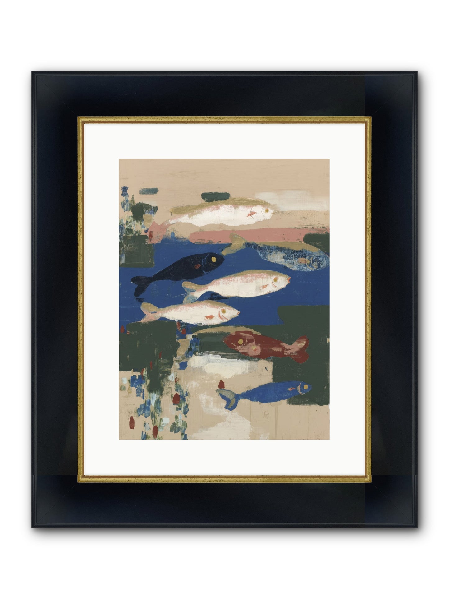 Open Sea Framed Print - Wide Black w/Gold 12x16