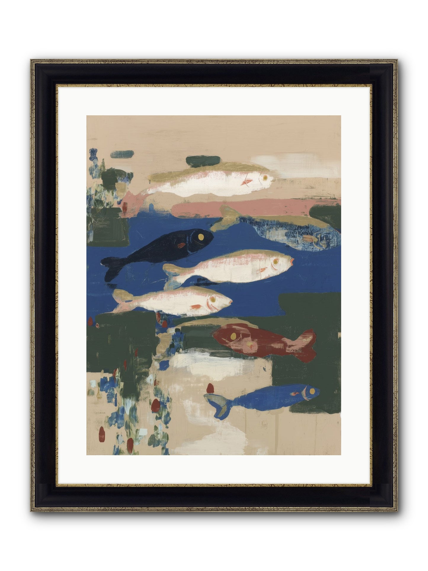 Open Sea Framed Print - Black & Gold 18x24