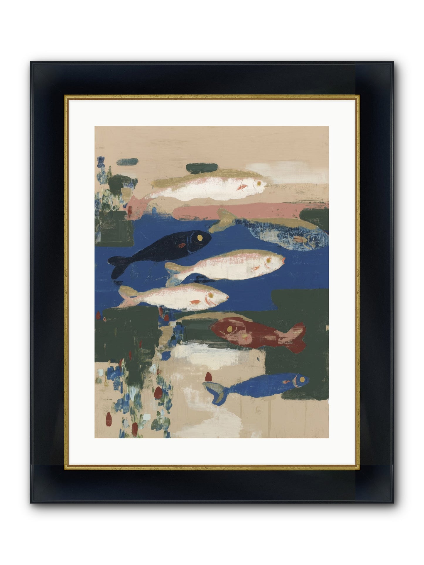 Open Sea Framed Print - Wide Black w/Gold 18x24
