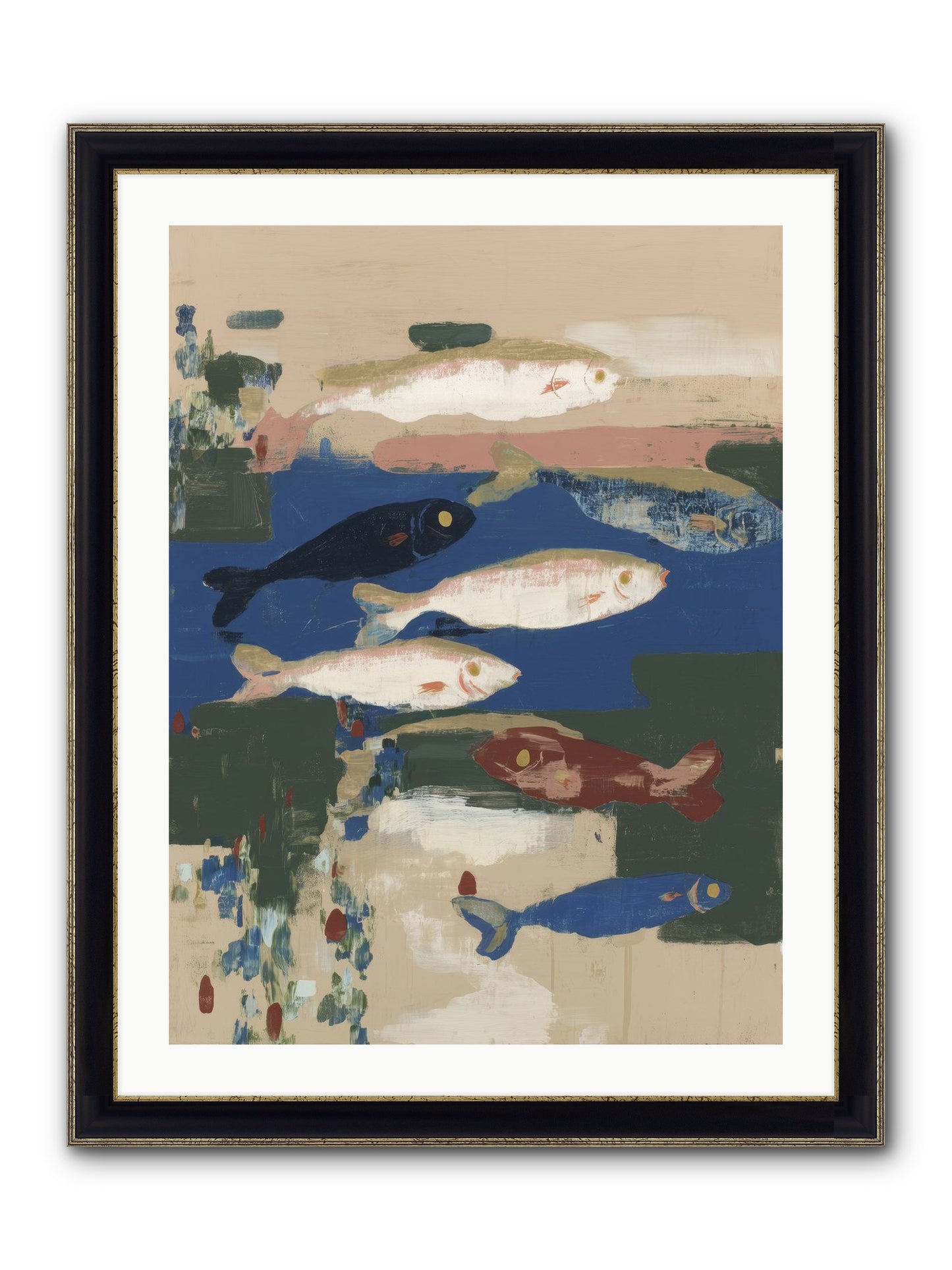 Open Sea Framed Print - Black & Gold 24x32