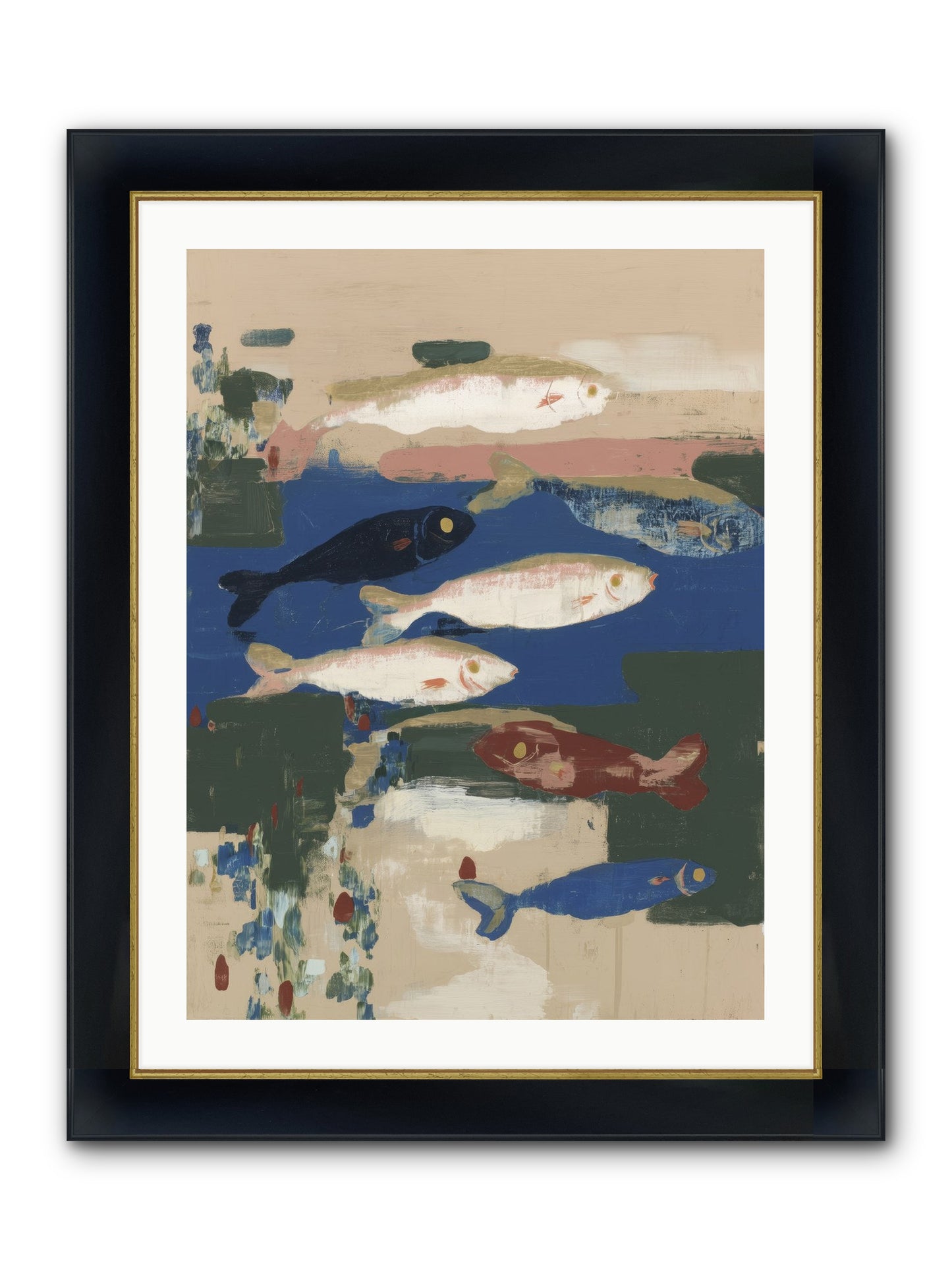 Open Sea Framed Print - Wide Black w/Gold 24x32