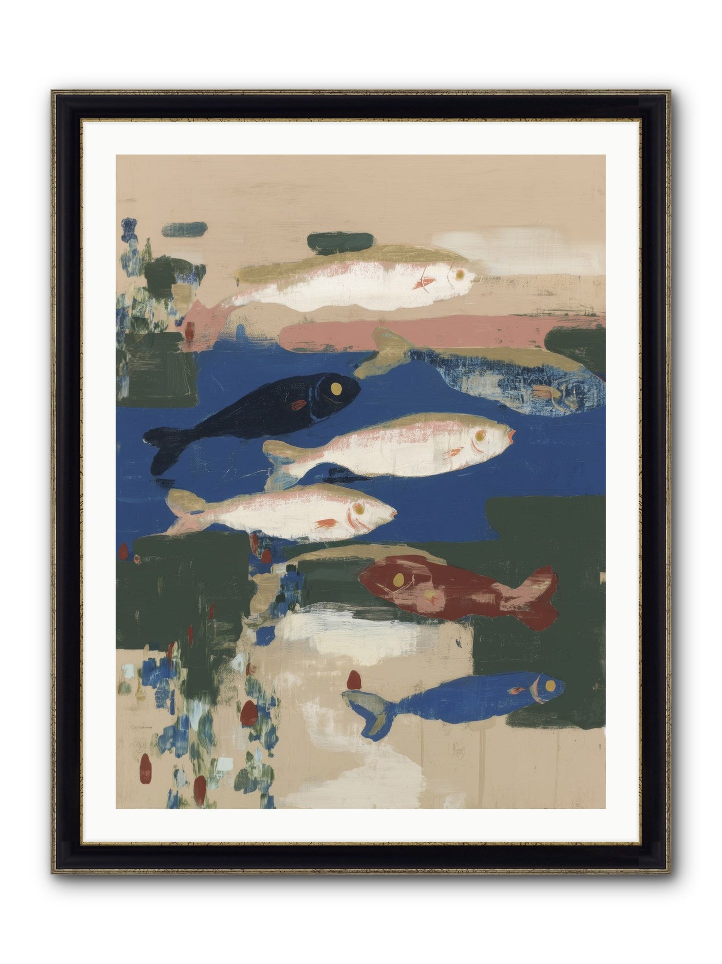Open Sea Framed Print - Black & Gold 30x40
