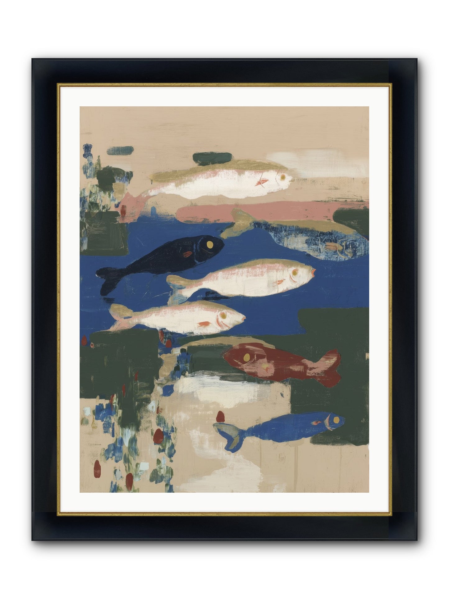 Open Sea Framed Print - Wide Black w/Gold 30x40
