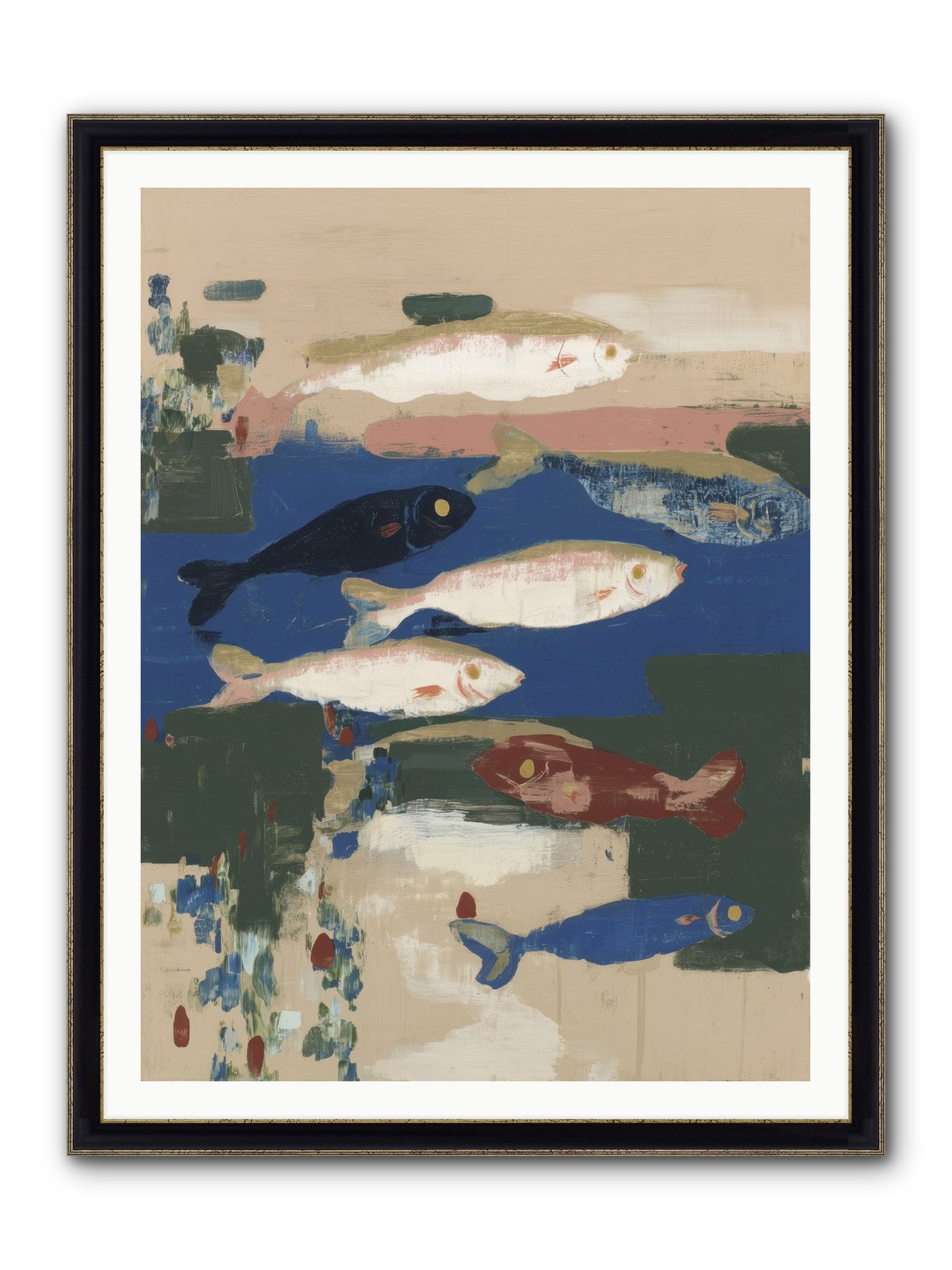 Open Sea Framed Print - Black & Gold 36x48
