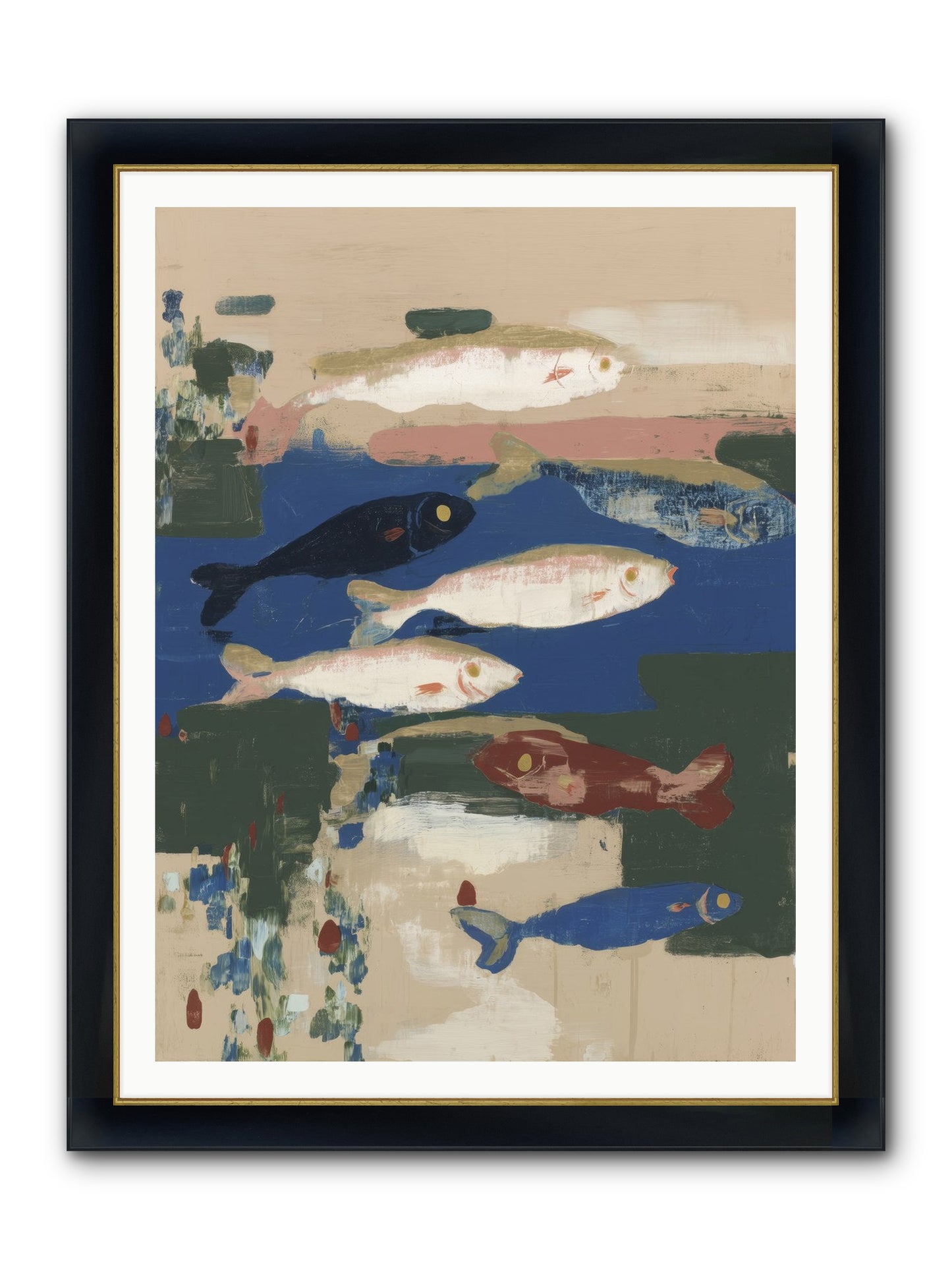 Open Sea Framed Print - Wide Black w/Gold 36x48