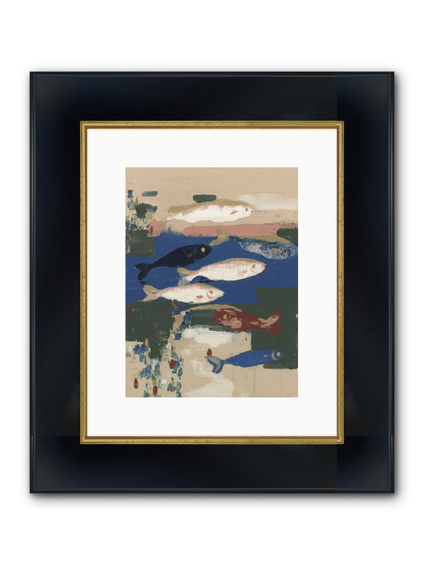 Open Sea Framed Print - Wide Black w/Gold 9x12