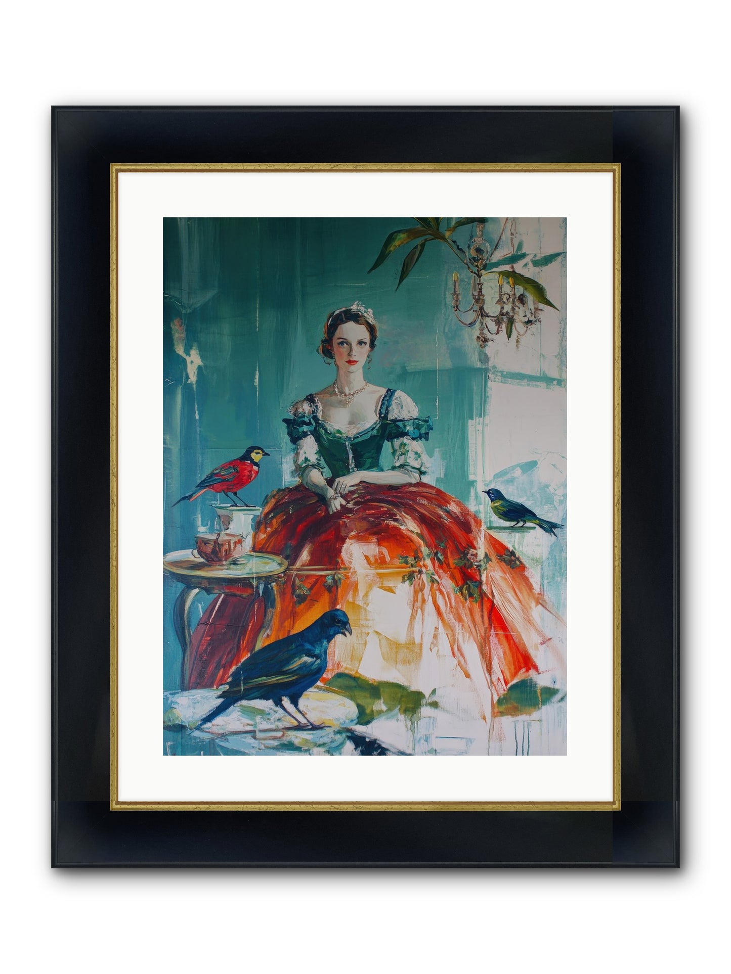 Ophelia Hawthorne Framed Print - Wide Black w/Gold 18x24