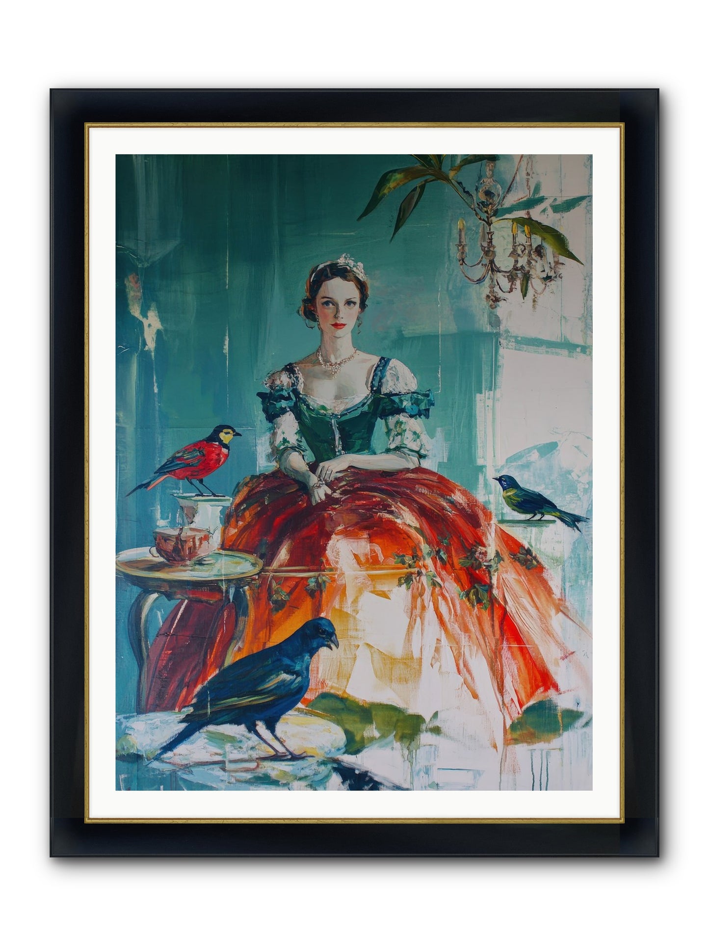 Ophelia Hawthorne Framed Print - Wide Black w/Gold 36x48