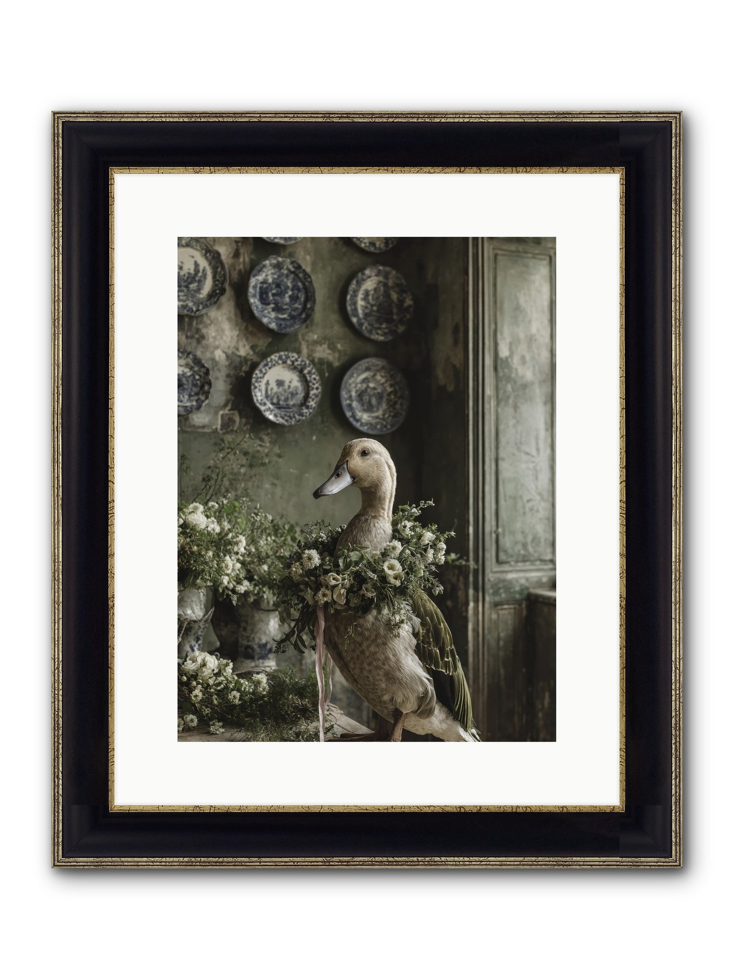 Ophellia Framed Print - Black & Gold 12x16