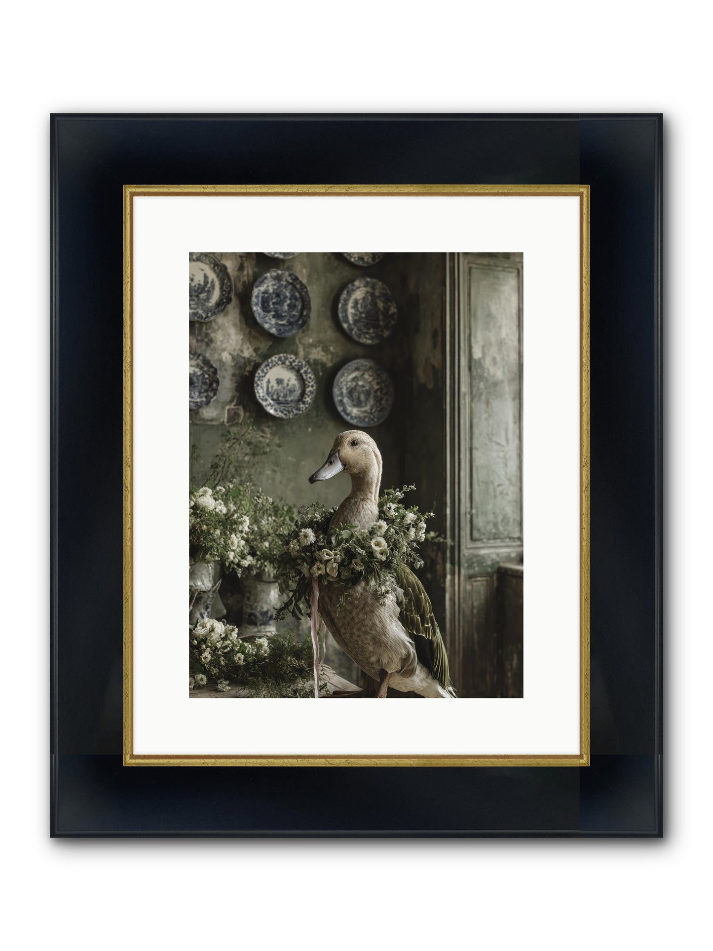 Ophellia Framed Print - Wide Black w/Gold 12x16