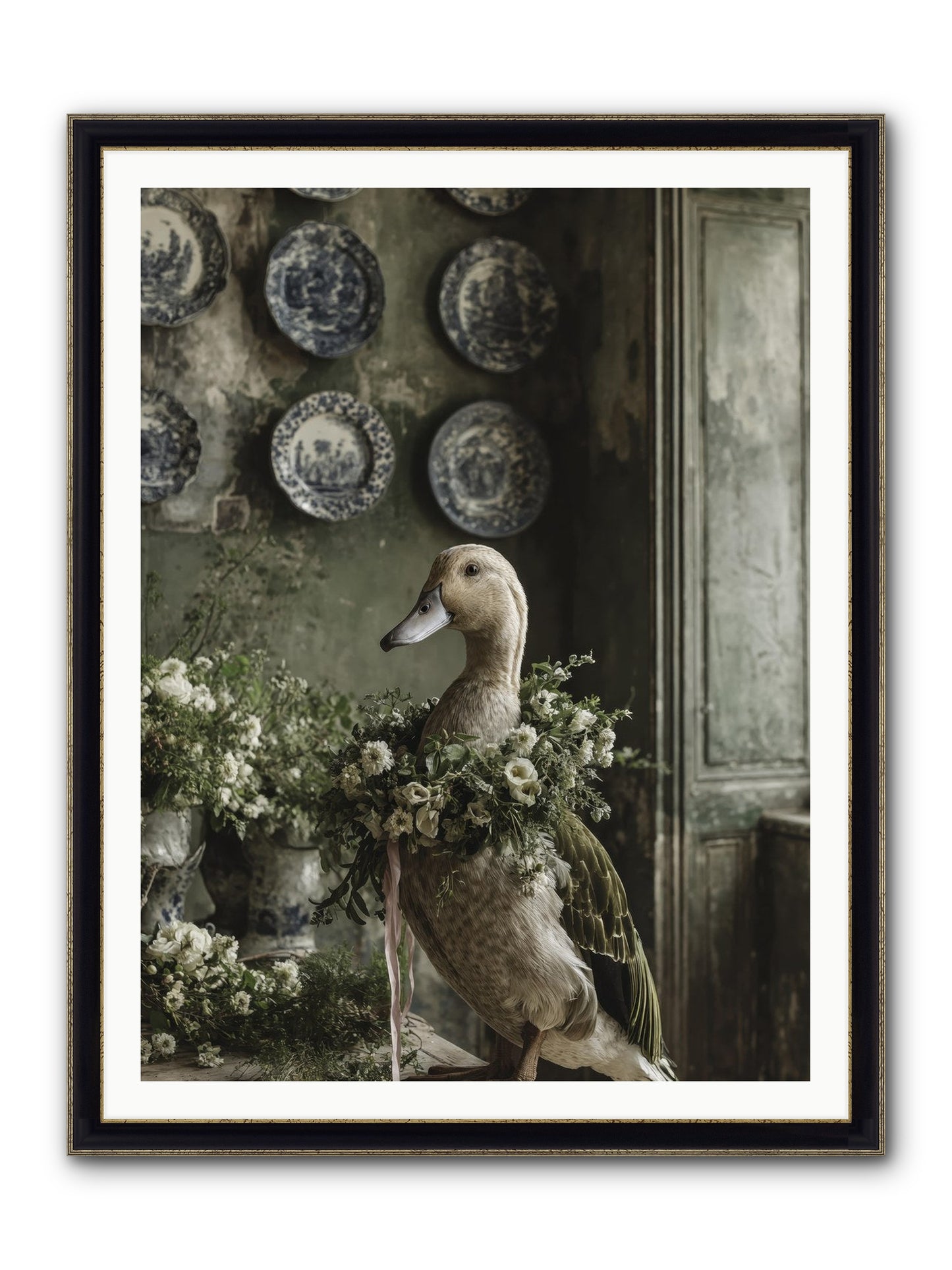 Ophellia Framed Print - Black & Gold 36x48