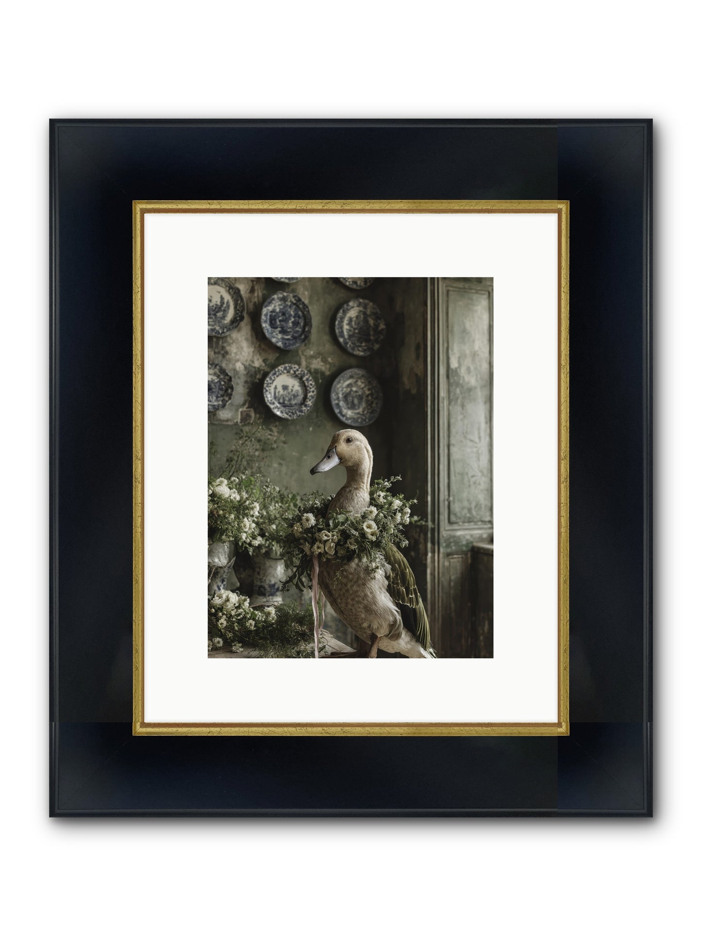 Ophellia Framed Print - Wide Black w/Gold 9x12