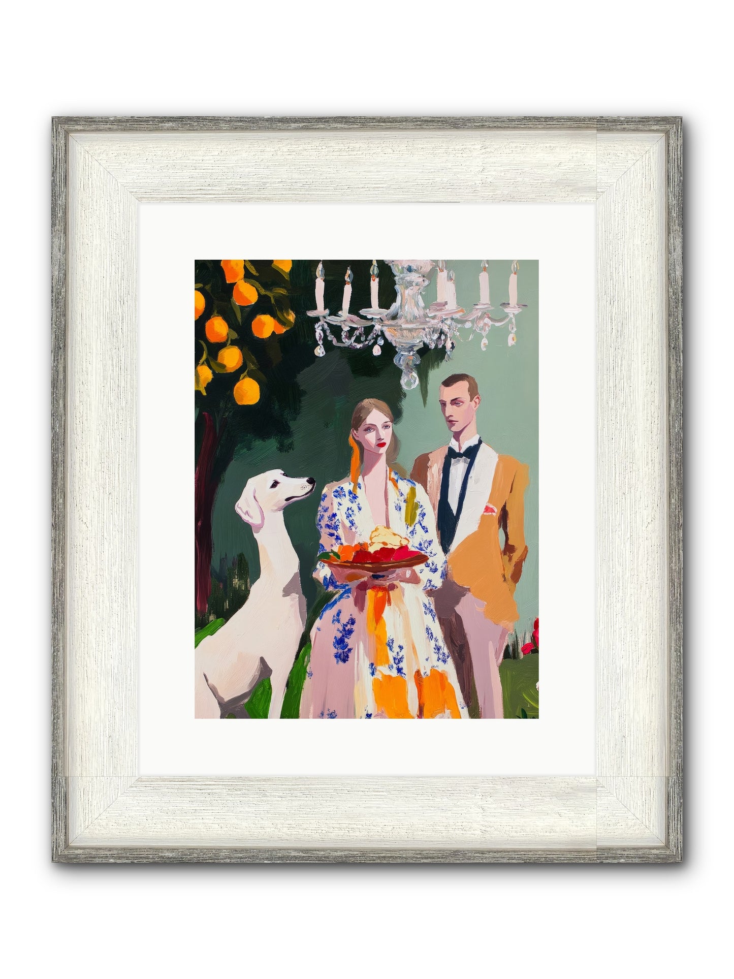 Orange Blossom Ball Framed Print - Driftwood White 12x16